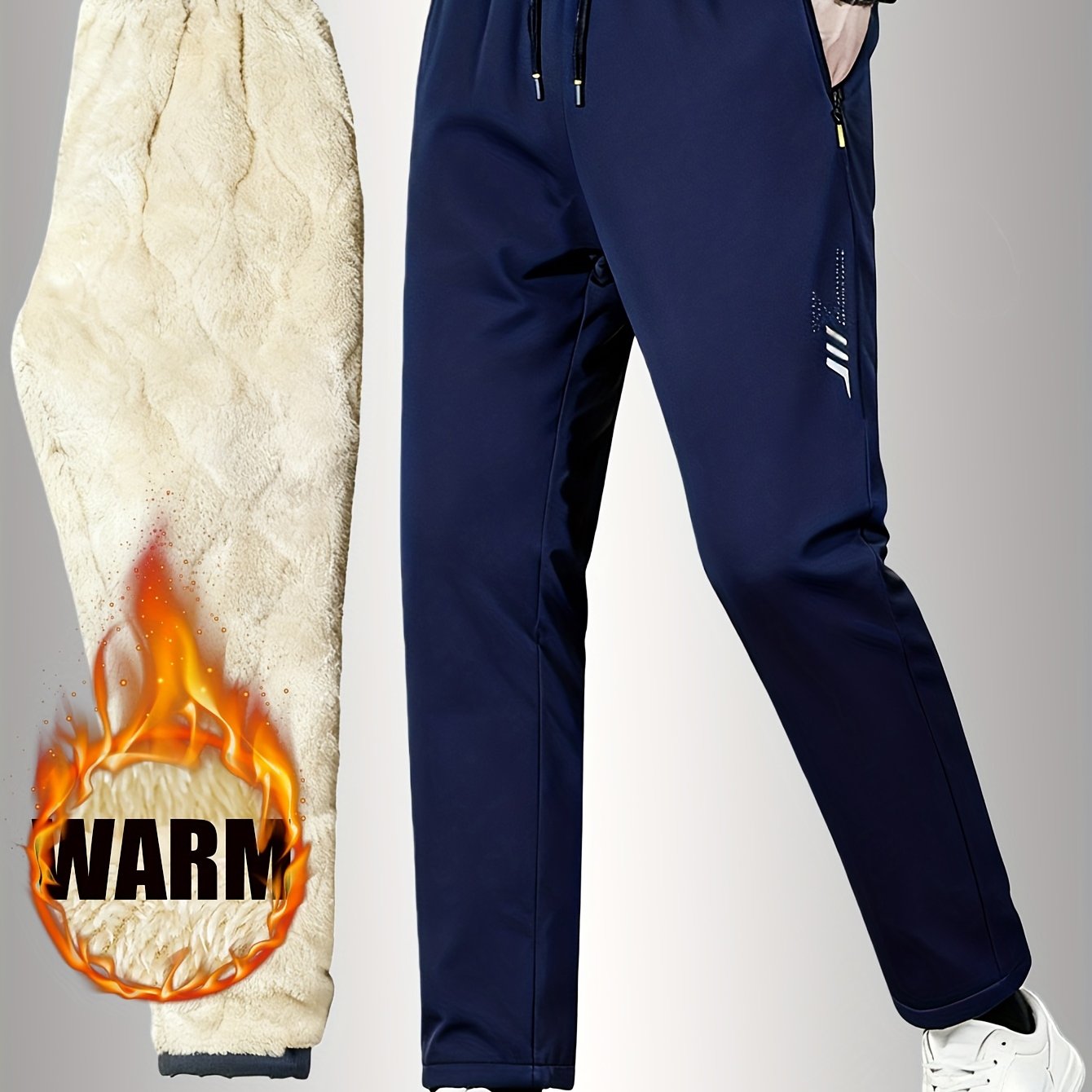 TEMU Men's And Women's Fashionable, Trendy, Cool, And Stylish New Winter -lined Thickened Long Pants, Comfortable Fabric, With Pockets, With