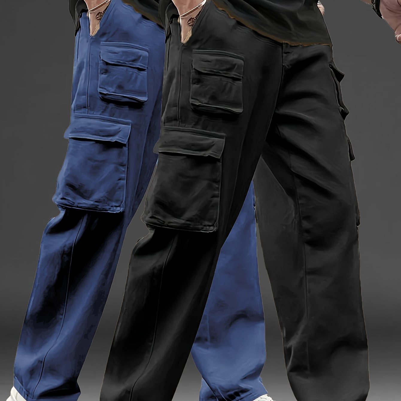 TEMU 2-pc Men's Multi-pocket Cargo Pants - Perfect For Outdoor Activities, Casual Daily Wear, And Travel, Effortlessly A Trendy Men's Style