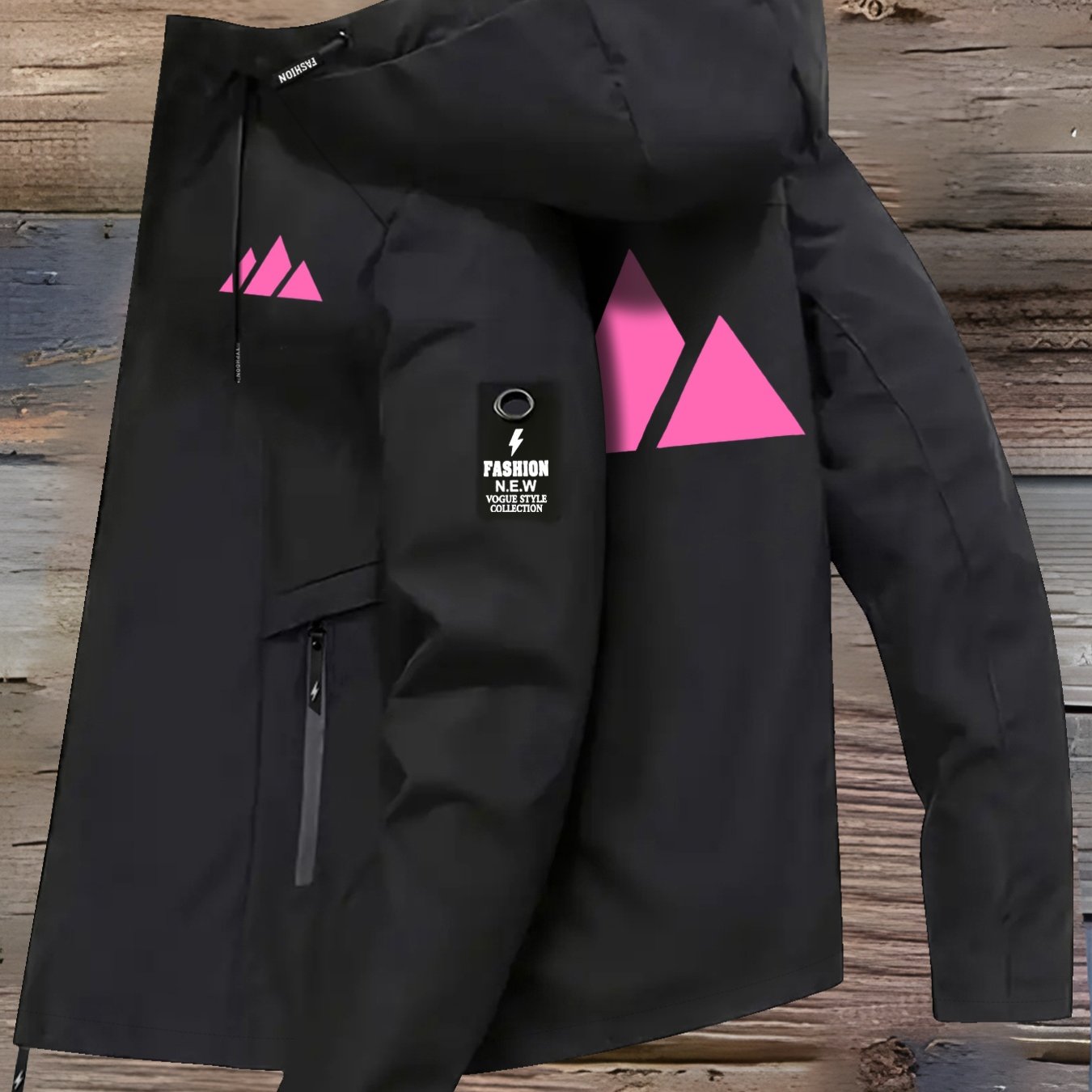 Image of Women's Lightweight , Casual Dating Comfortable Outerwear, Outdoor Hooded Daily Jacket, New Mountain Climbing Printed Drawstring Fashionable Style