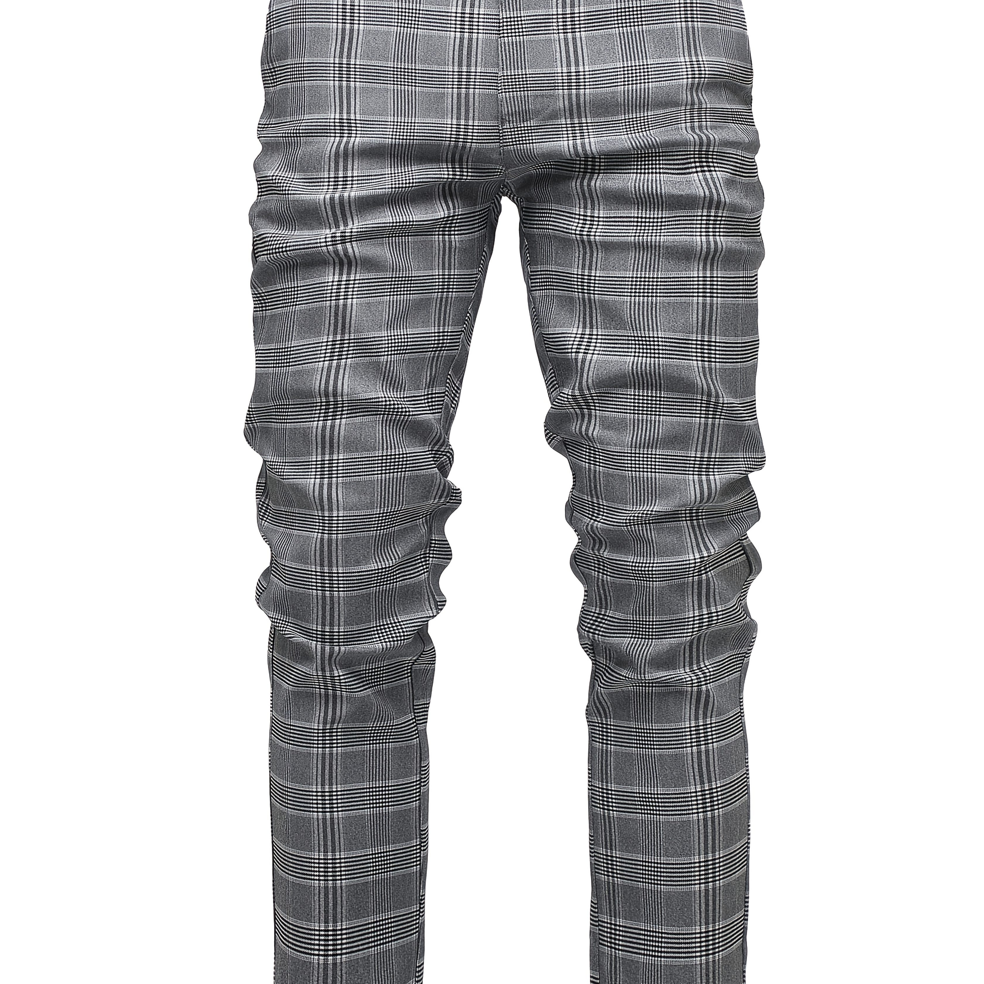 E-shop Herren-Light-Business-Casual-Hahnentritt-Hosen mit Niedrigem Bund und Regulärer Passform, Maschinenwaschbar für Alle Jahreszeiten, Vielseitige
