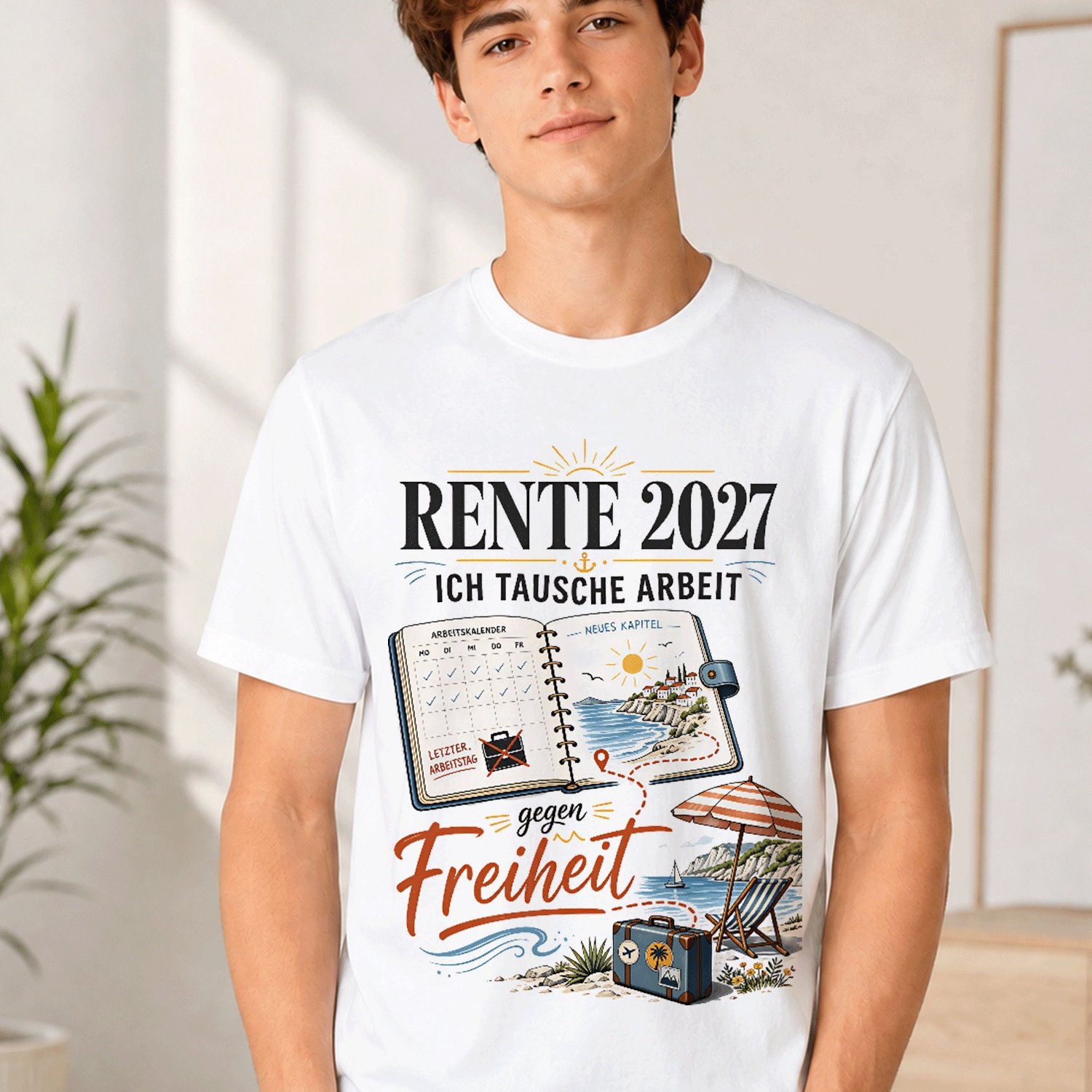 Image of German Retirement 2027 T-shirt Rente Ich Arbeit Gegen Funny Pensioner Gift Shirt Printed Tee For Men