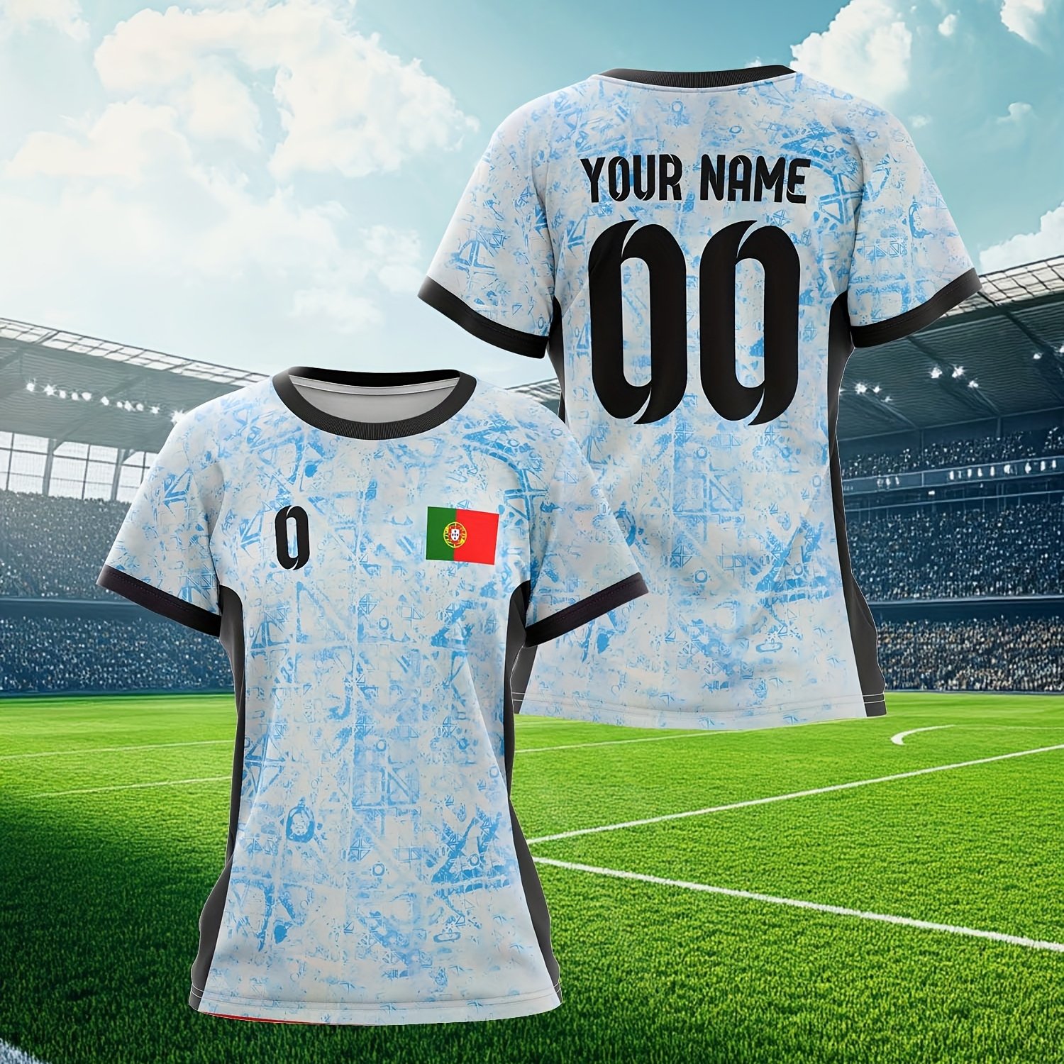 TEMU T-shirt de foot pour femme Portugal Europe Personnalisé Nom et Numéro Maillot Équipe Confortable Respirant Anti-molleton Sec à Sec Décontracté