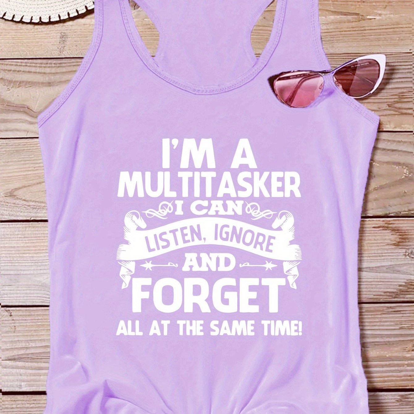 TEMU Plus Size, Plus Size Women's Letter Print Tank Top