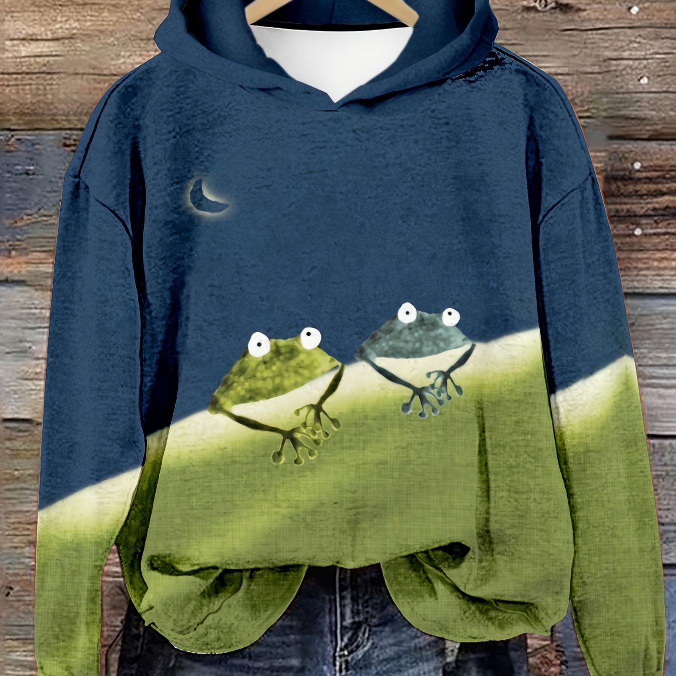 Simple Frog Color Block Hoodie