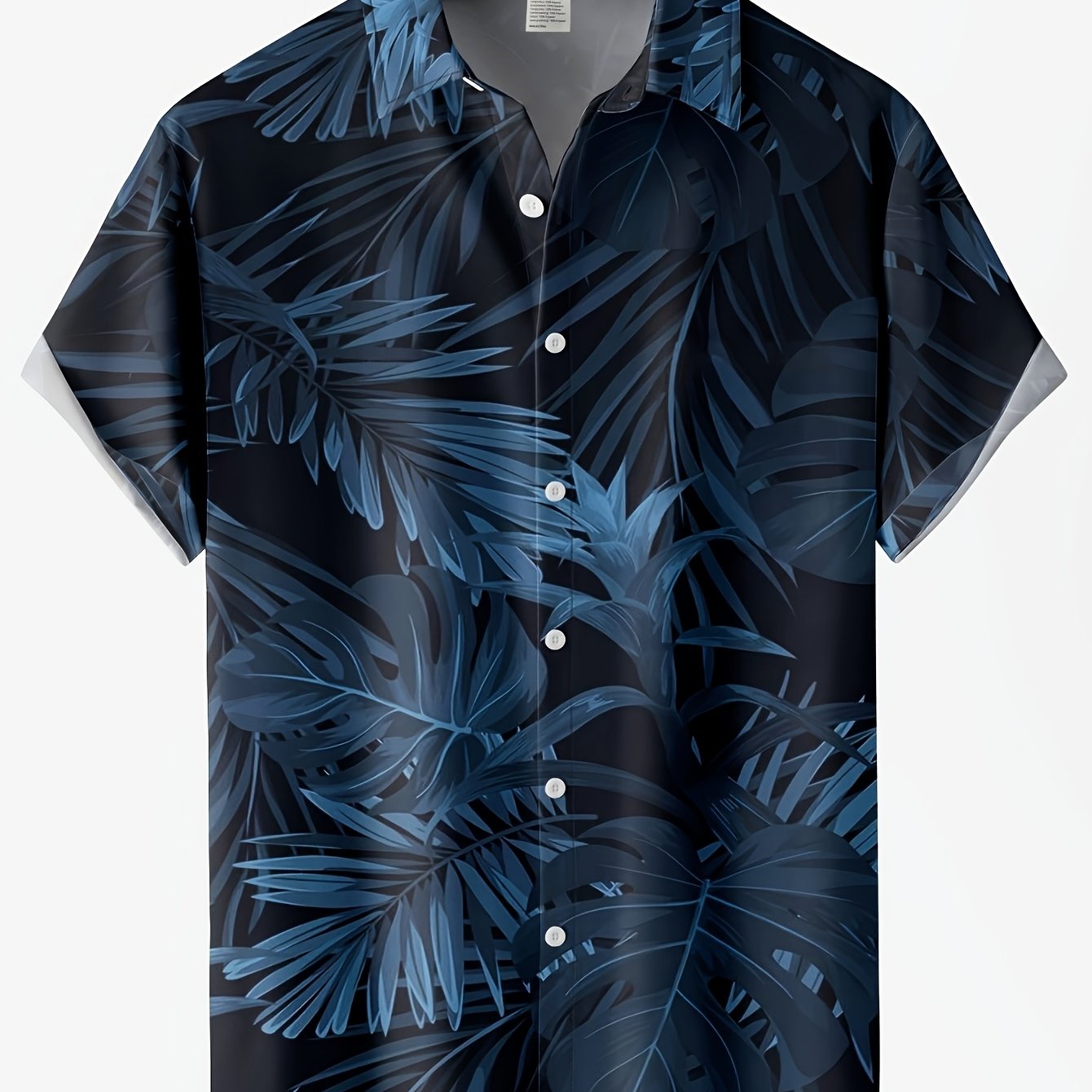 TEMU Men's Casual Short-sleeve Shirt, Tropical Floral 3d , 100% Polyester, Lapel Collar Design, Single-breasted , Men's Gift