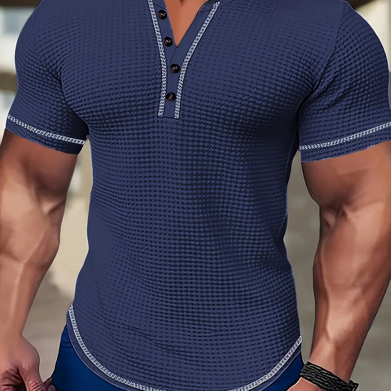 TEMU Kj-t06 Plus Size Men's Summer Crew Neck Short Sleeve Color Block Sports Fitness Polyester Multicolor Base T-shirt