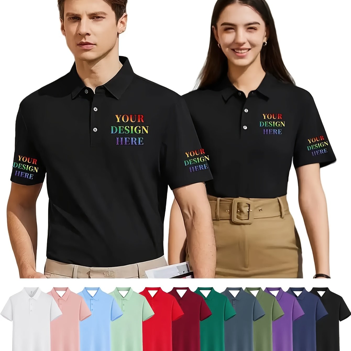 E-shop Individuelles Logo/Text-Druck Schnelltrocknendes Business-Casual-Hemd - Personalisierter Logo-Druck, Logo/Text-Druck auf Brust & Ärmel, Kragen,