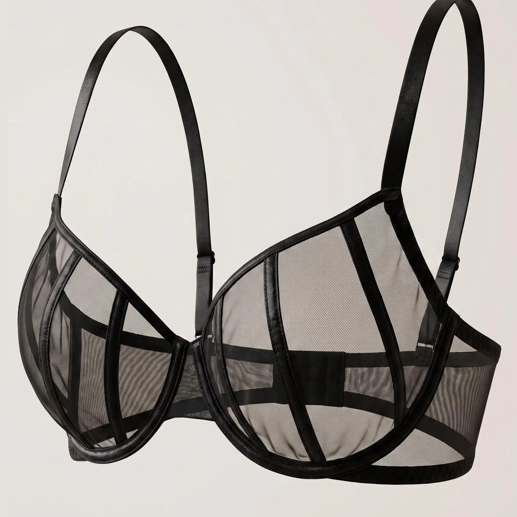 TEMU 3D Kooi-achtige Segmentatie, Stabiele Ondersteuning voor de Borst, Premium Mesh Sheer BH! Plus Size Dames Kunnen Ook Genieten van , Sheer Mesh,