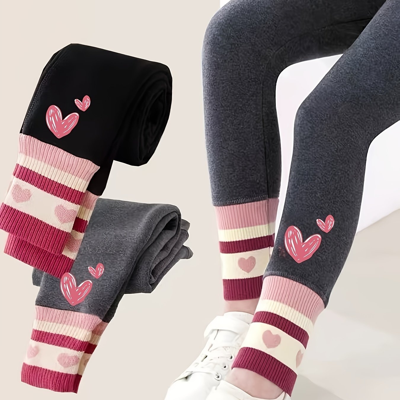 2-pc Girls' Leggings, Spring/autumn Thin Spring Autumn Outfit Ankle Length Trousers