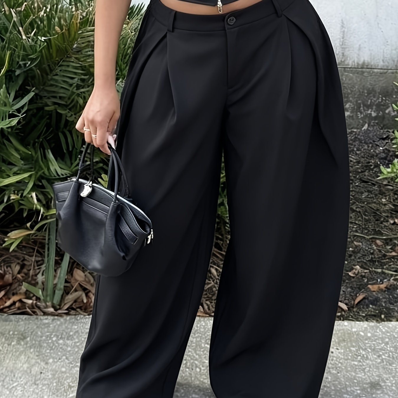 TEMU Seasonal Cool Retro Style Outdoor Pants, Loose Fit With Curved