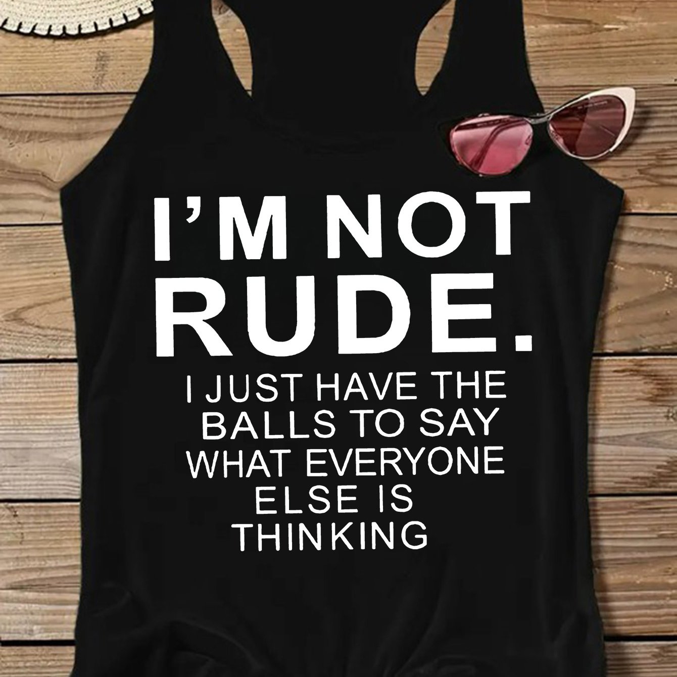 TEMU I M Not Rude Letter Graphic Print Sleeveless Tank Top, Fashionable Women's Summer Apparel , Women's Top, Polyester Micro-stretch Sleeveless Tank