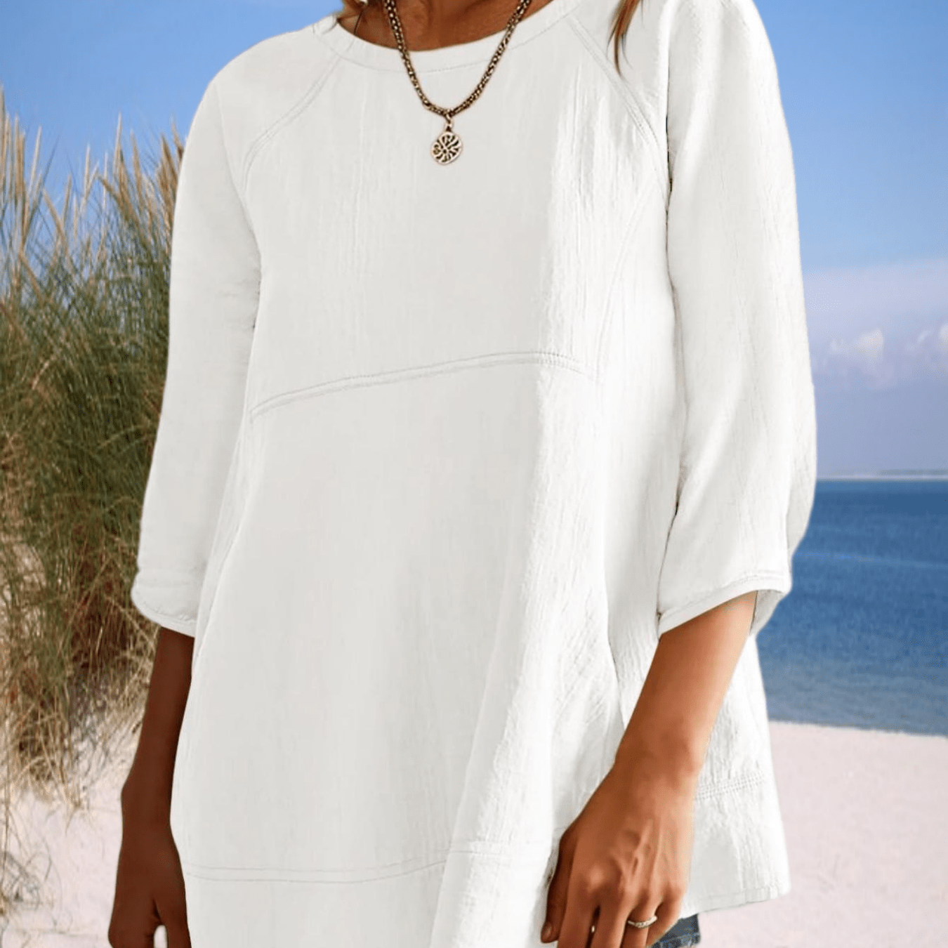 Women' Summer 3/4 Sleeve Tunic Tops Casual Peplum Flowy Oversized Babydoll Blouse