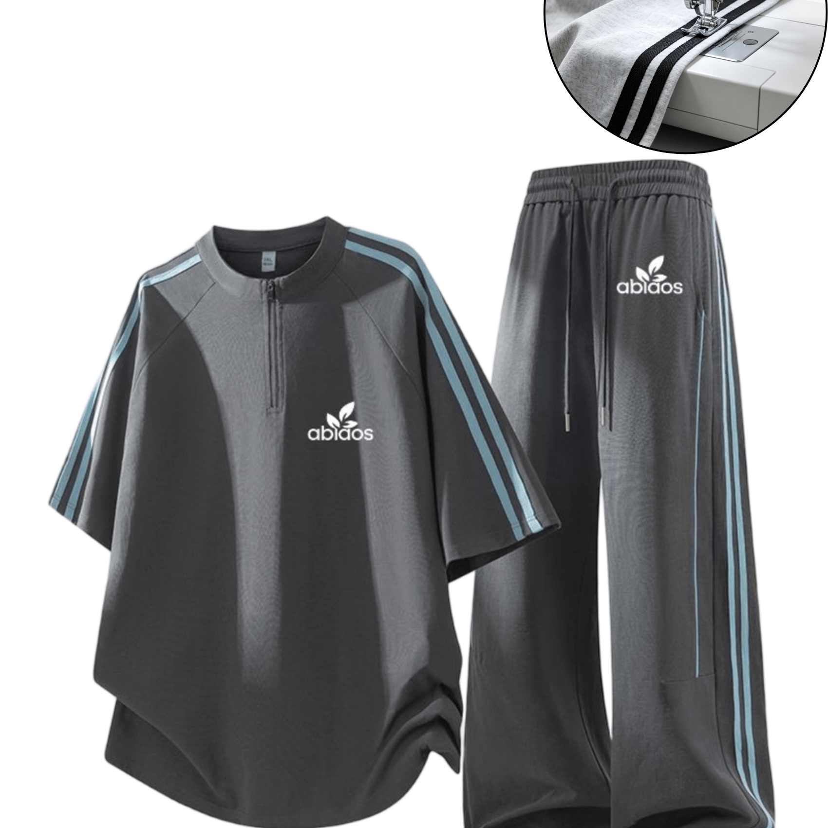 Retro Sports Style Contrasting Striped Set For Men And Women, Couple Style, Summer Loose Casual T-shirt+straight Leg Wide Leg Pants, Daily Commuting To School, Gym, Exercise And Walking 2pcs Set