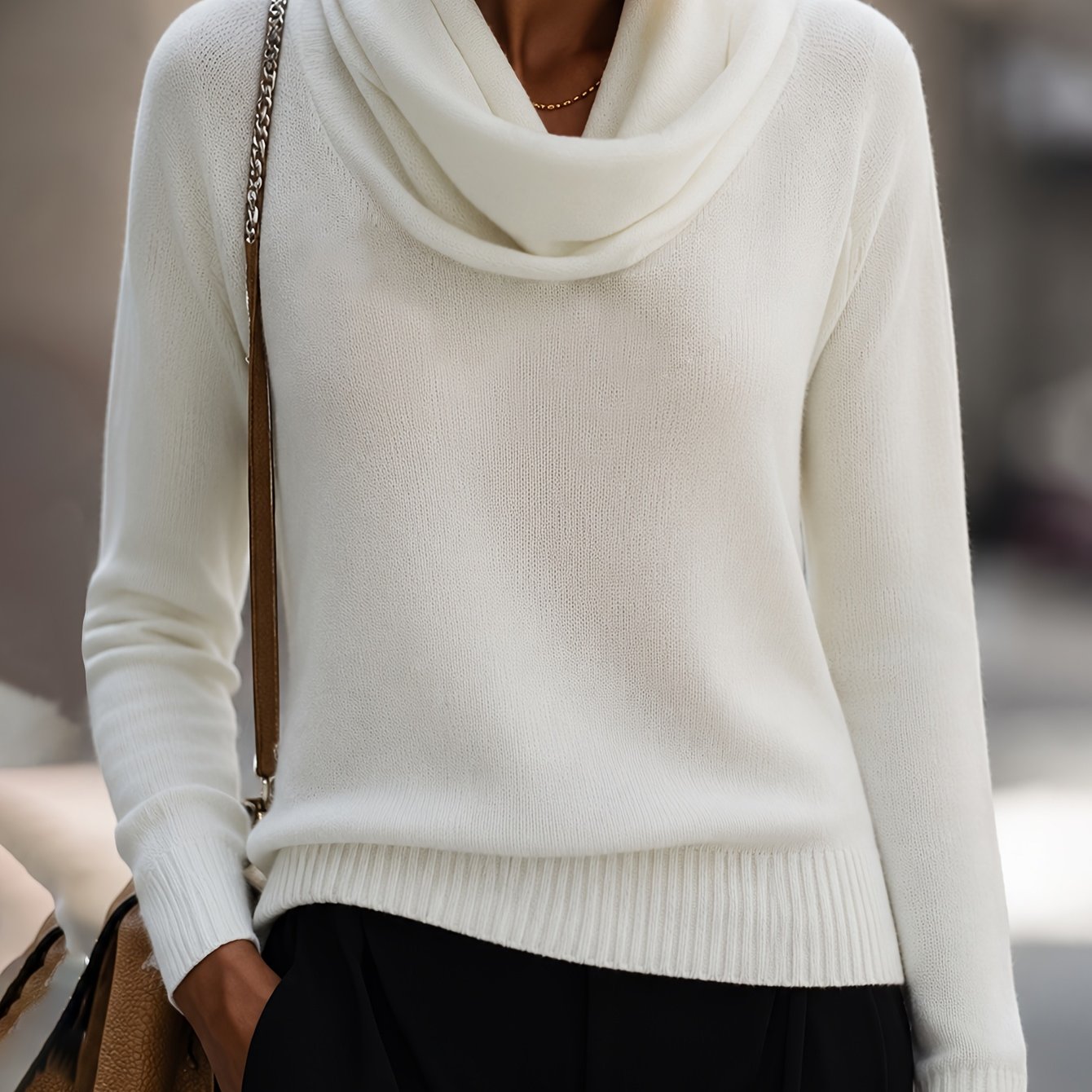 TEMU New Arrival Fashion Women's Autumn/winter High Neck Versatile Casual Sweater