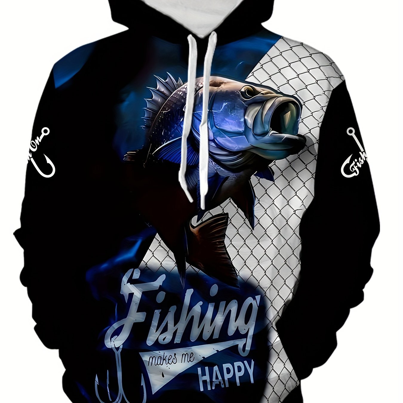 TEMU Stylish Men's 3d Fishing Pattern Hooded Pullover Sweatshirt - Soft, Breathable, And Comfortable For Spring And Autumn Casual Daily Wear - ,