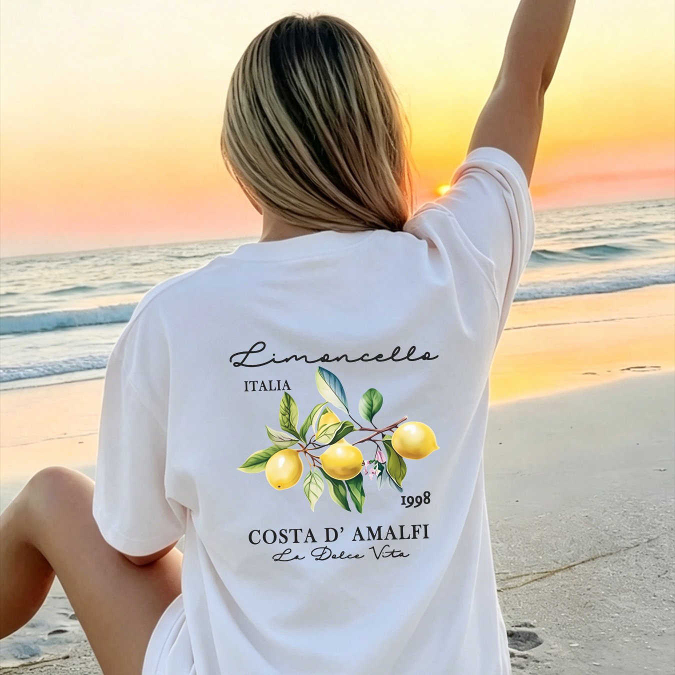 Image of Women' Oversized Lime T-shirt - Soft Summer Beachwear With Citrus Print, Non-stretch Casual Top Suitable For Gift, Machine Washable For Or Poolside Outfits