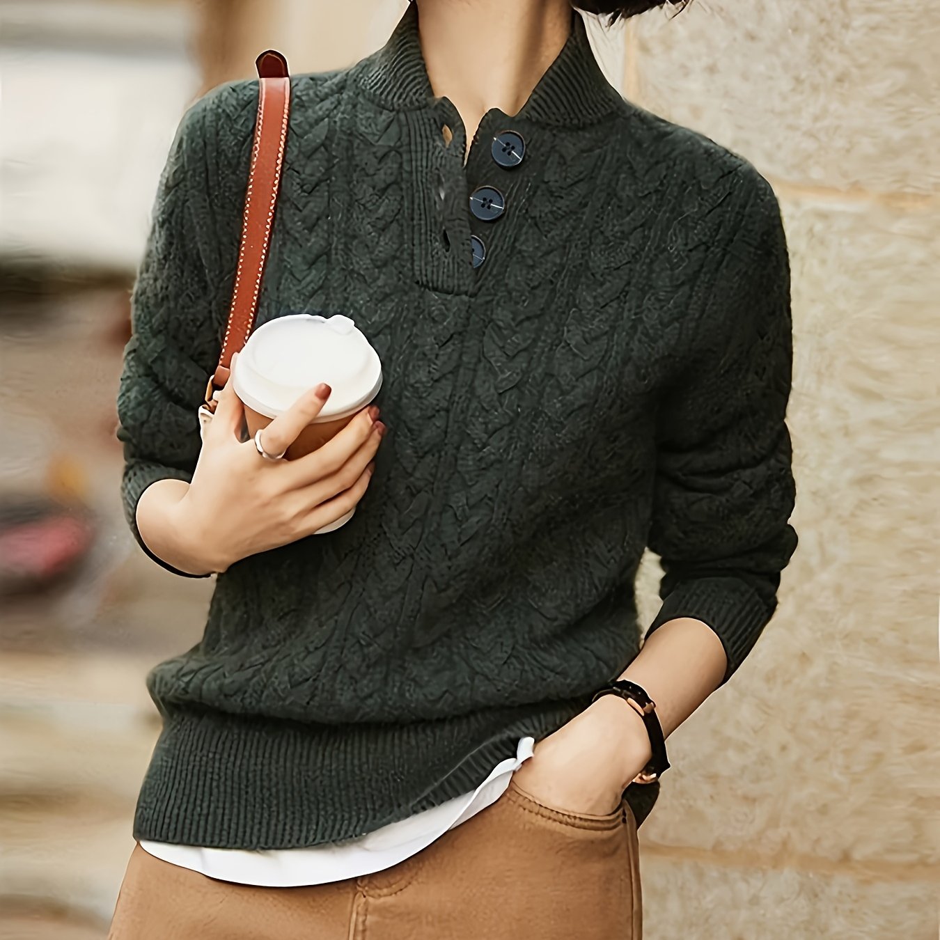 E-shop Neuer, fein gesponnener Damenpullover für Herbst und Winter mit stilvollem Baseballkragen, locker und vielseitig