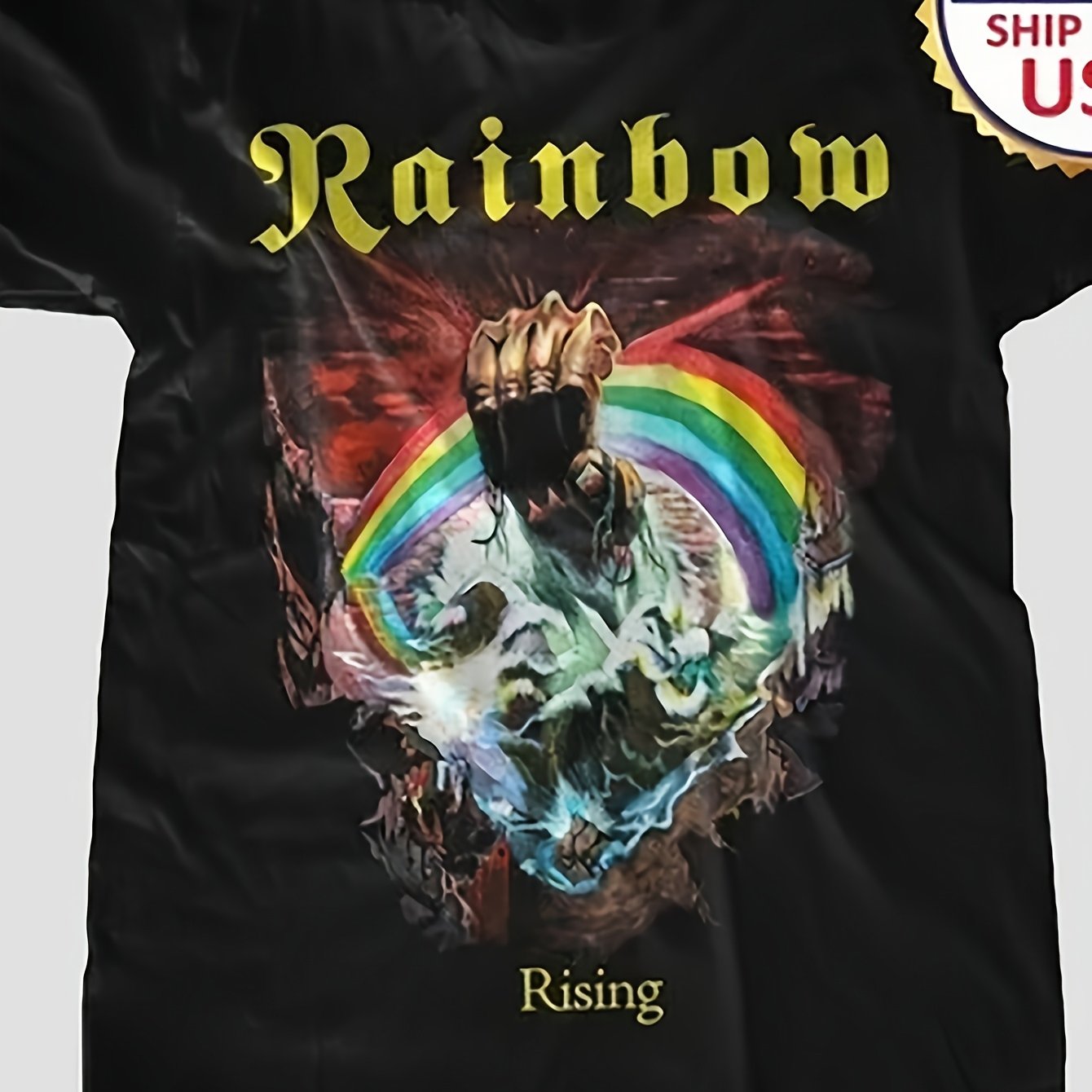 Image of Men's & Rainbow T-shirt - Iconic Snake Print, Stretch Crew Neck Casual Tee, S-4xl Sizes, Machine Washable Retro Merch Suitable For Wear
