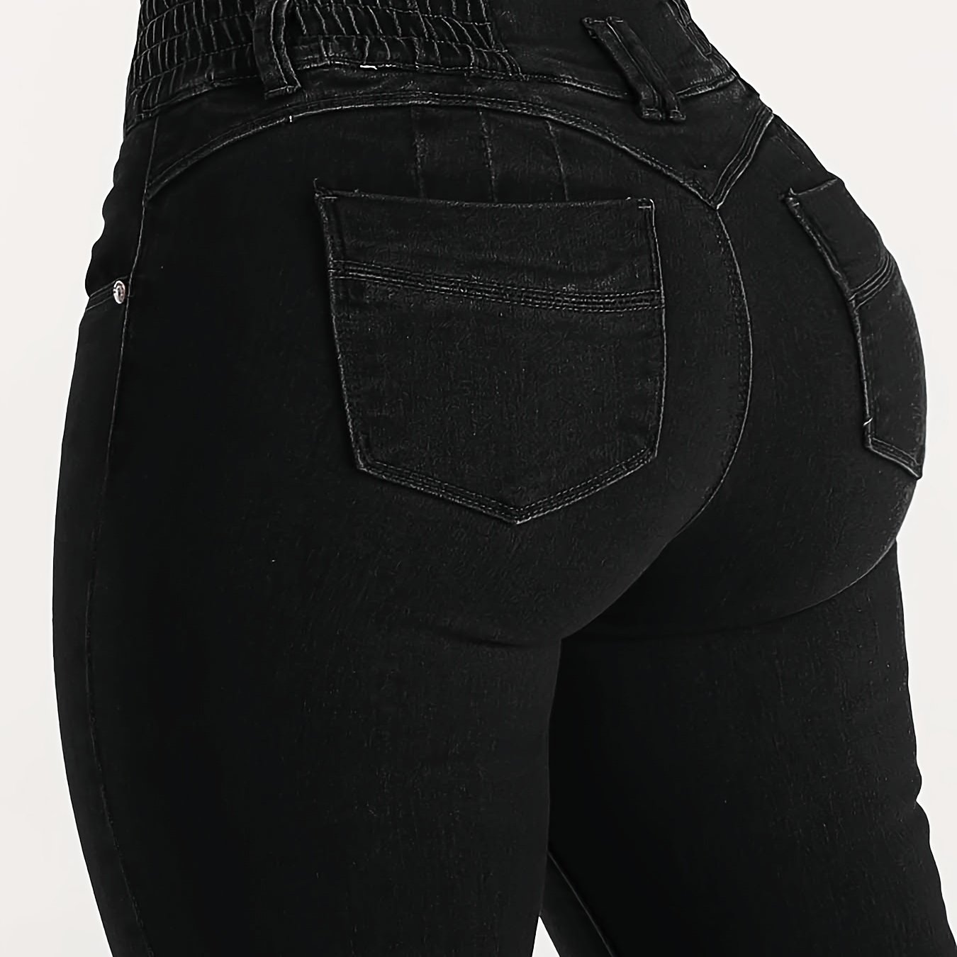 High-waisted Three-button Flared Jeans With Built-in Waistband And Sexy Lift