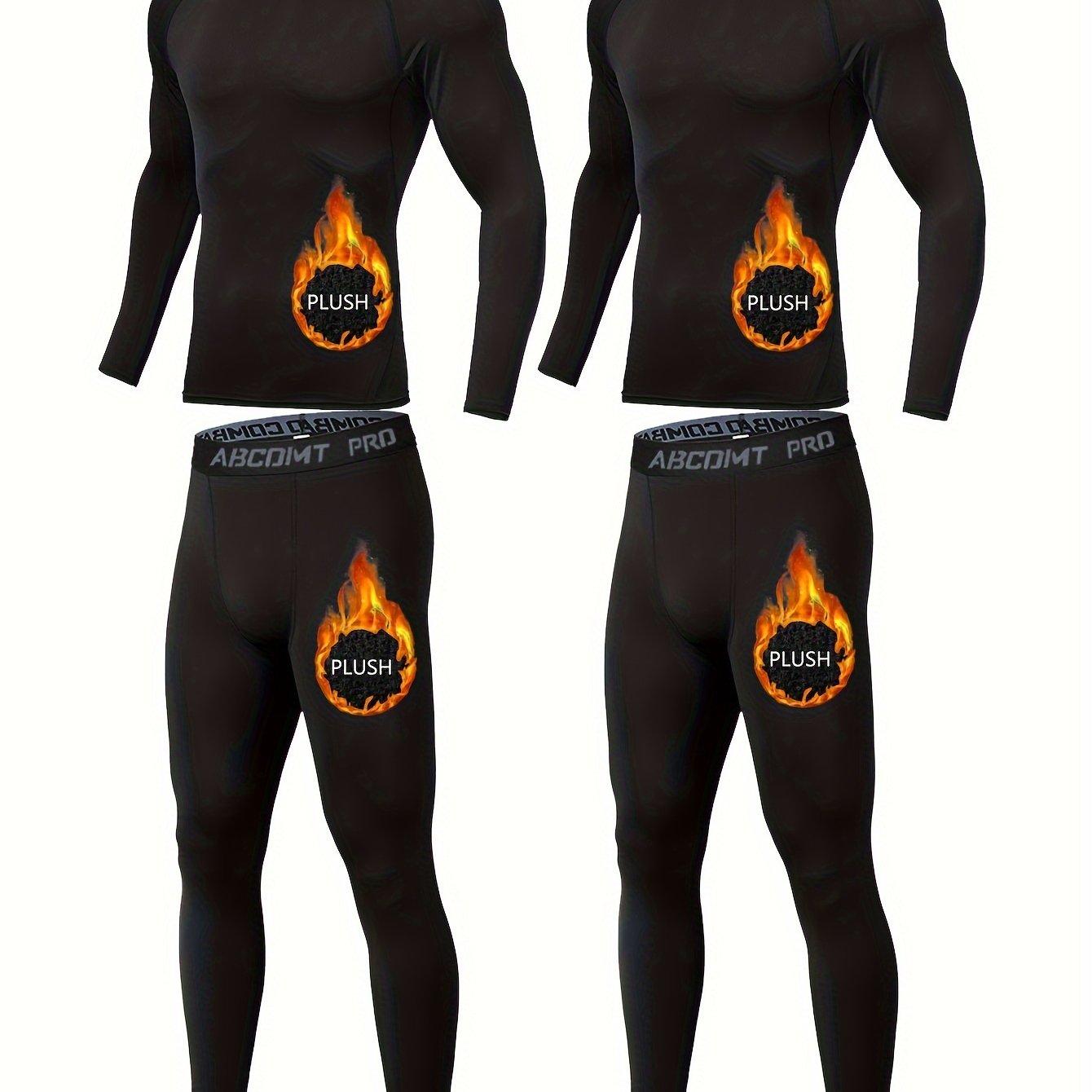 Image of 4pcs -lined Thermal Underwear Set, Men's Quick-dry Compression Shirt And Comfortable High-elasticity Breathable Leggings, Suitable For Autumn And Winter Outdoor Running Sports For Women