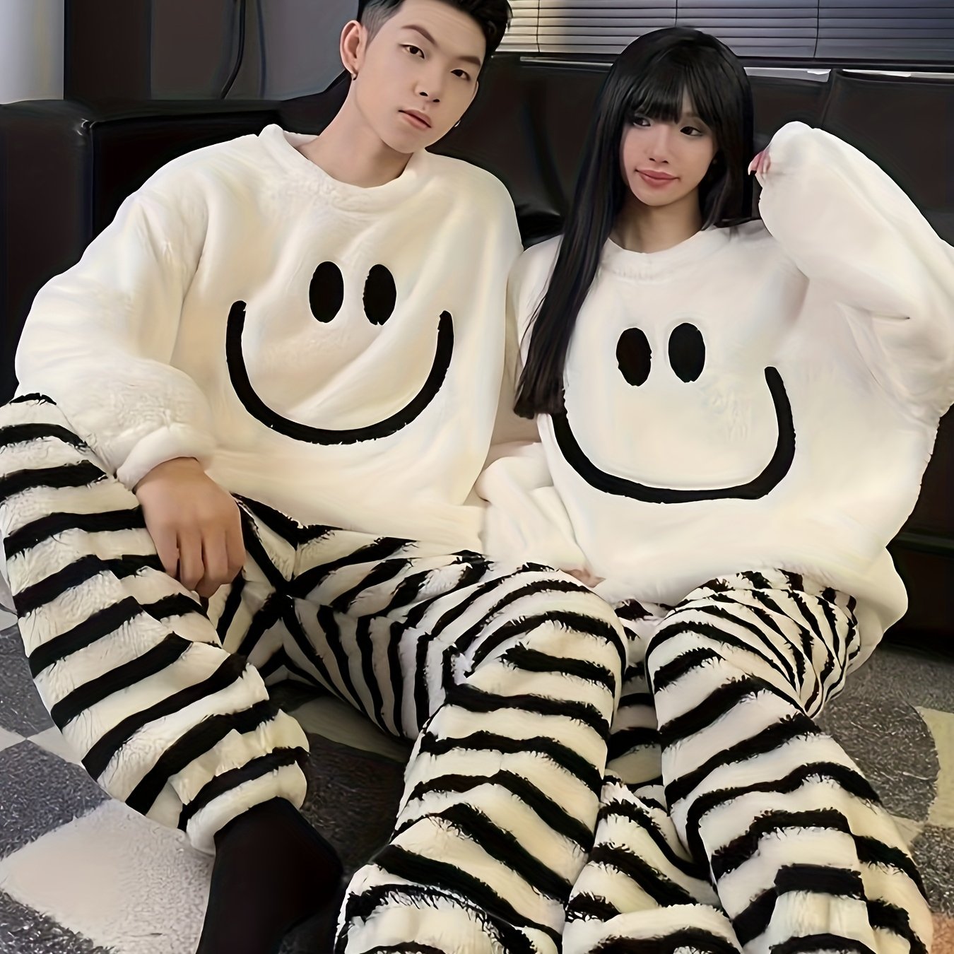 TEMU 【商品名】秋冬向けフリース素材の快適なカップルパジャマセット。男用、厚手で暖かい生地を使用。長袖とロング丈のホームウェアは、柔らかく快適で、誰にでもおすすめです。（このリンクはメンズバージョンを指します。）
