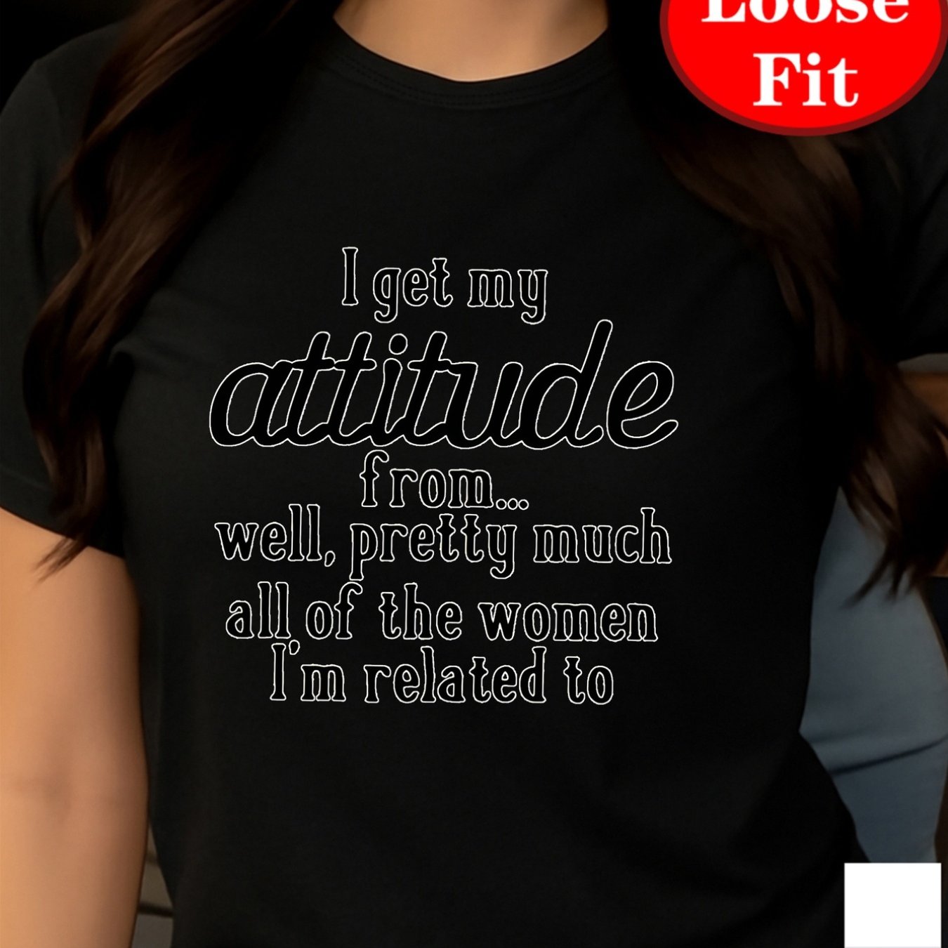 TEMU Attitude, Women's Printed Short-sleeve T-shirt With A Round Neck, Casual Top For Spring And Summer, Plus-size Women's Clothing
