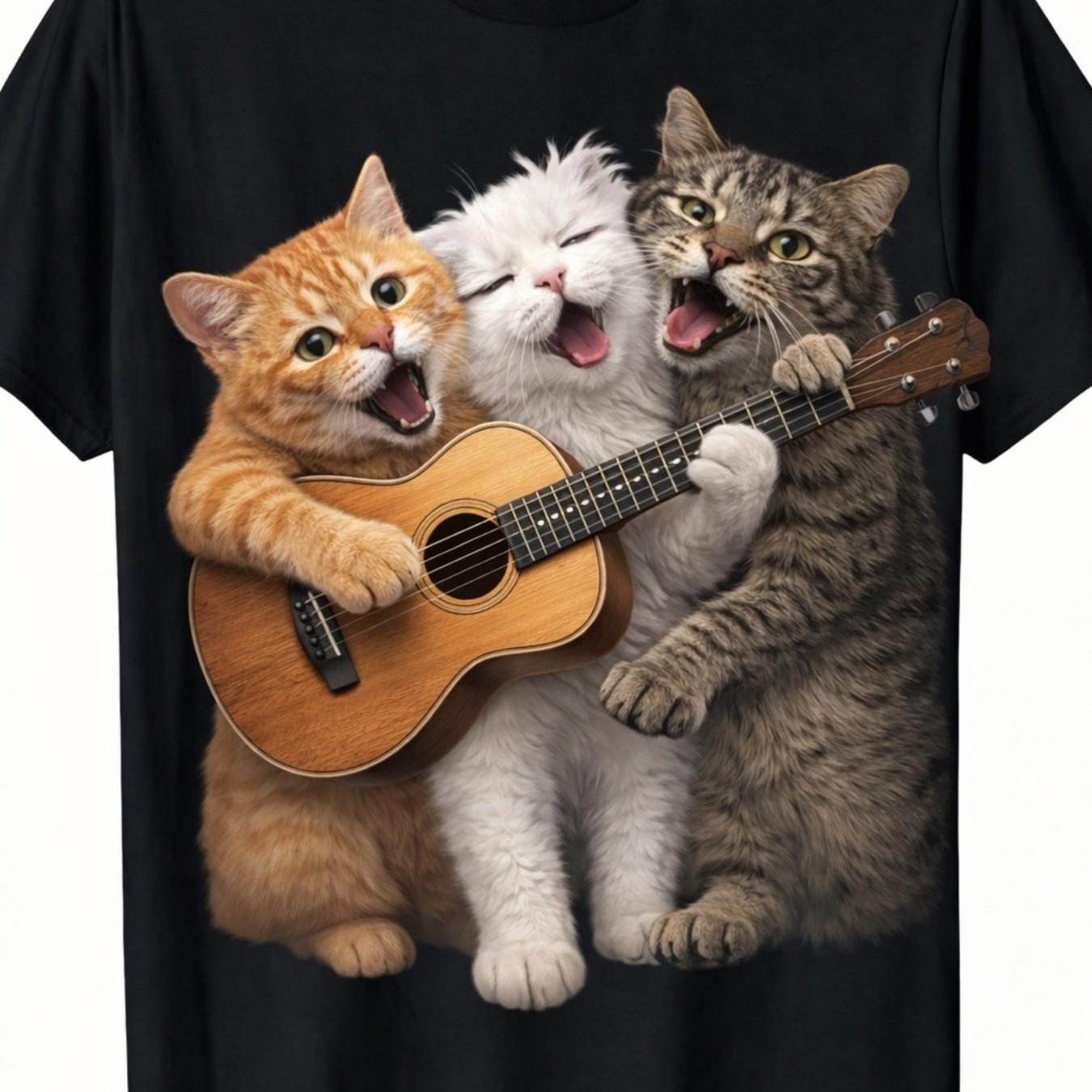 TEMU Men's Clothing, Cute Cartoon Printed Men's T-shirt, Kitten, Pet Enthusiast Universal Top, Humorous And Interesting Graphic Design, Style Men's
