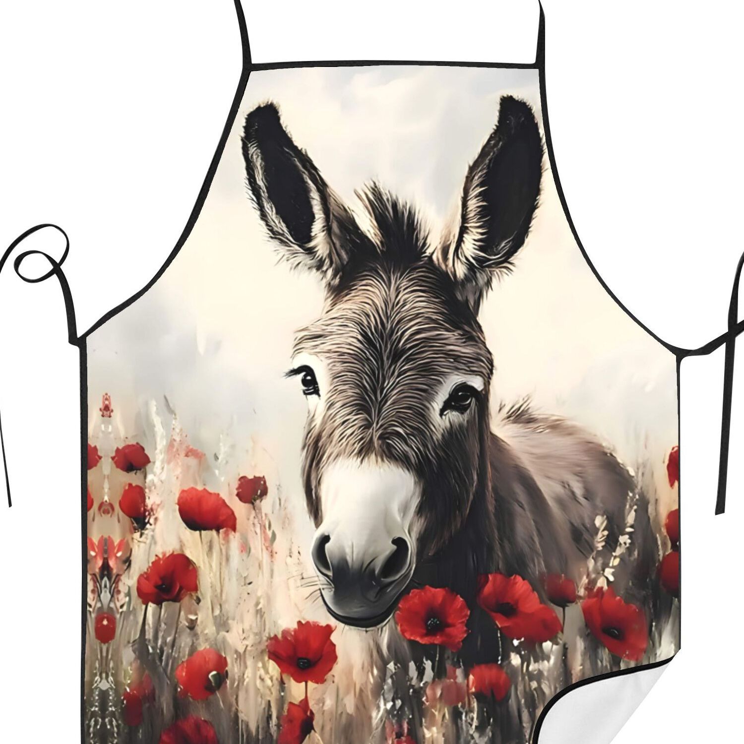 TEMU 2d Print Design Cute Donkey Unisex Apron Kitchen Cooking Hairdresser Apron