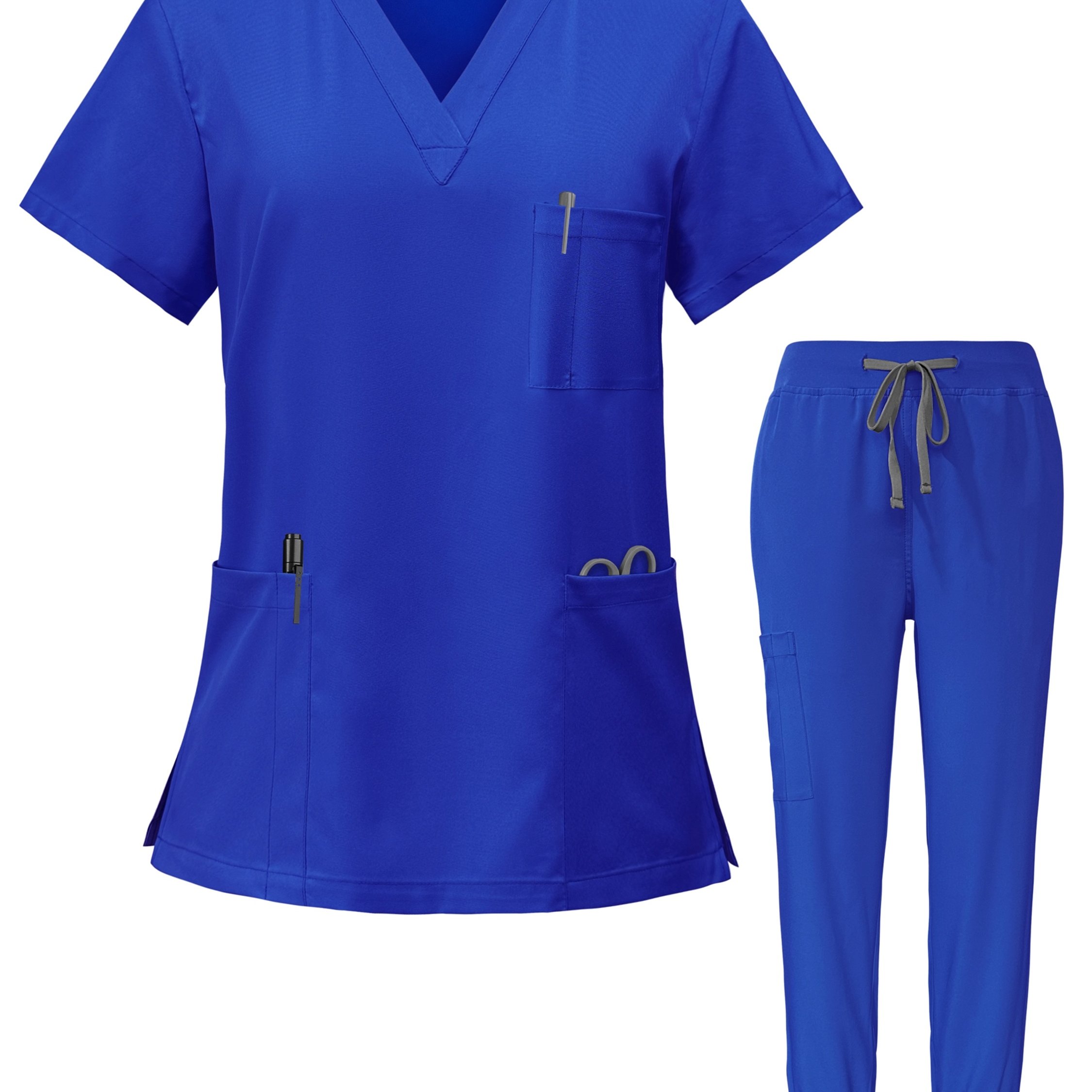 TEMU Uniformi per infermieri scollo a v pantaloni da jogging set di scrub abbigliamento da lavoro chirurgico dentista tuta da infermiere ospedale