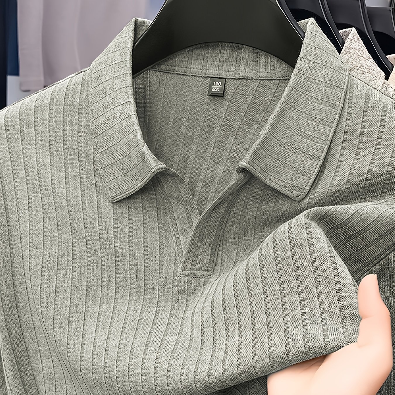 TEMU Old Money Style Textured Vertical Stripe Knit Shirt, Solid Color Buttonless V-neck Design, Short Sleeve Top For Commuting/business Or Casual