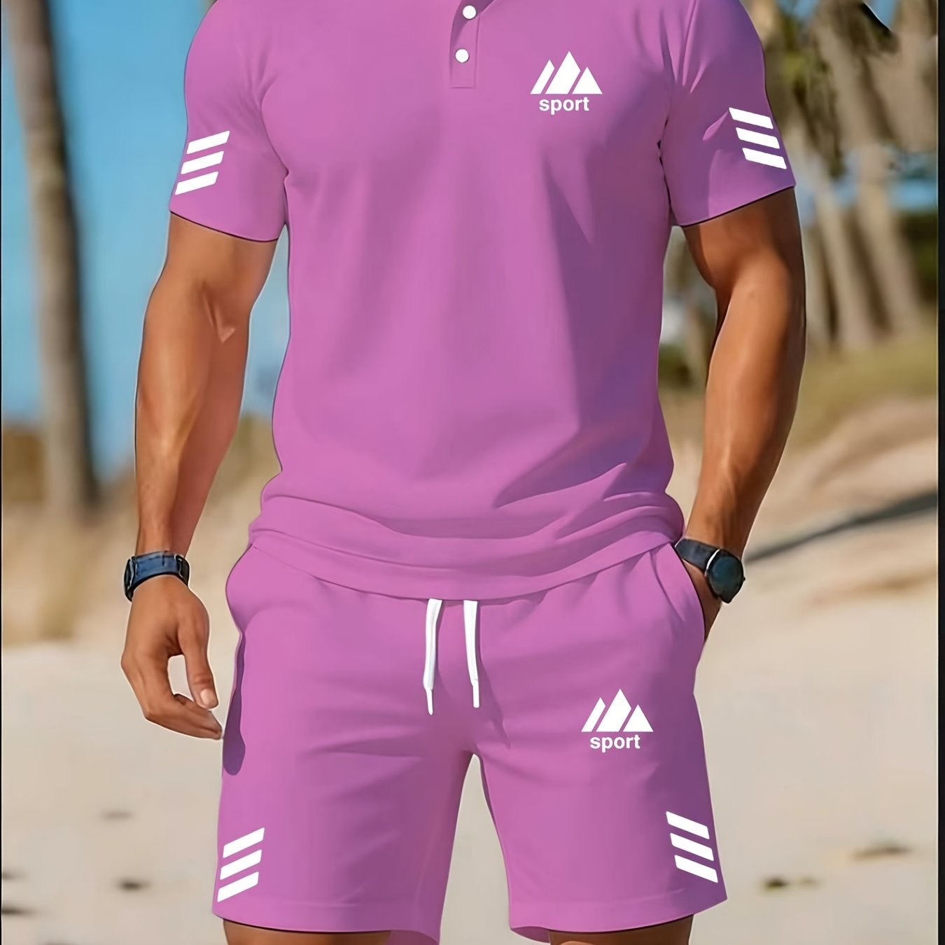 Image of Men's Summer Short-sleeve--set 2pcs, Breathable Moisture-wicking Outfit