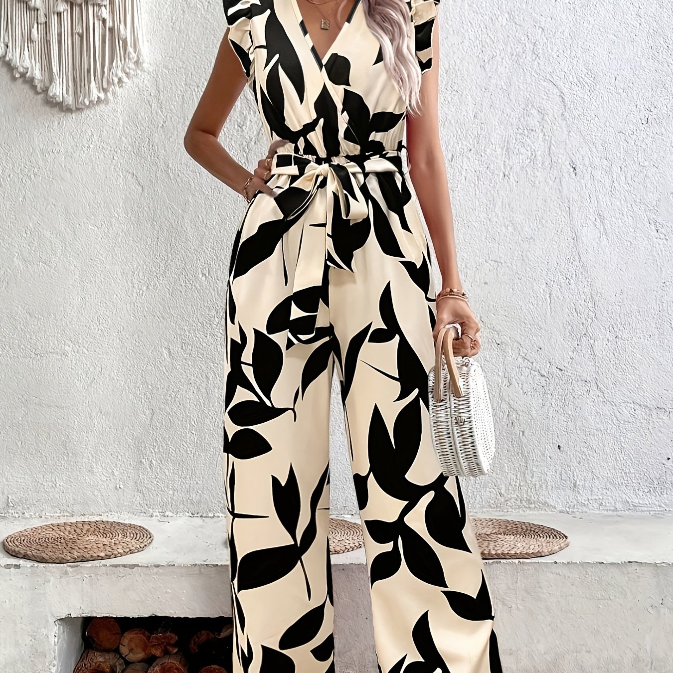 Women's Printed Jumpsuit Sleeves