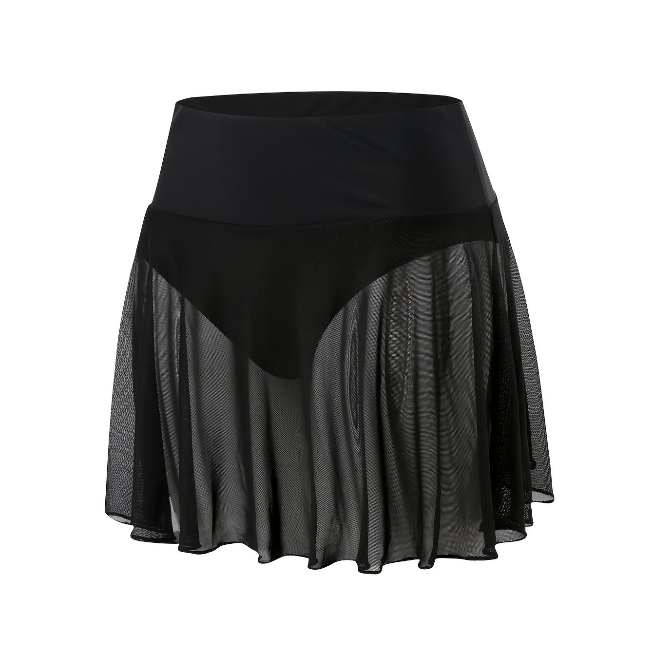 E-shop Hochelastische, einfarbige, lässige Bikini-Slips, Mesh-Rock mit Dreieck-BH-Bikini