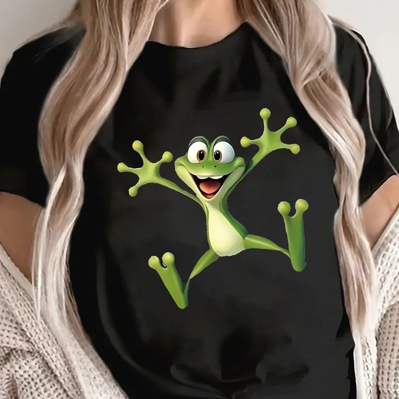 TEMU Lightweight And Durable Short-sleeve T-shirt Featuring A Fun , Perfect For Casual At Home Or , A For Everyday Wear