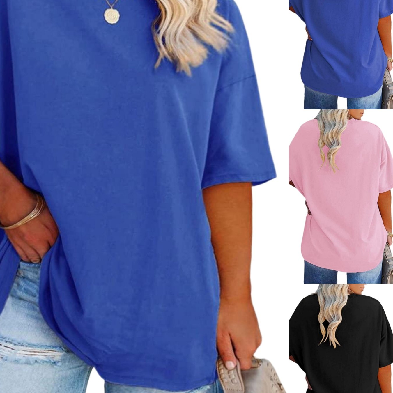 Plus Size, Women's Daily Summer Plus Size T Shirts Oversized Tees Solid Color Half Sleeve Crew Neck Tunic Tops