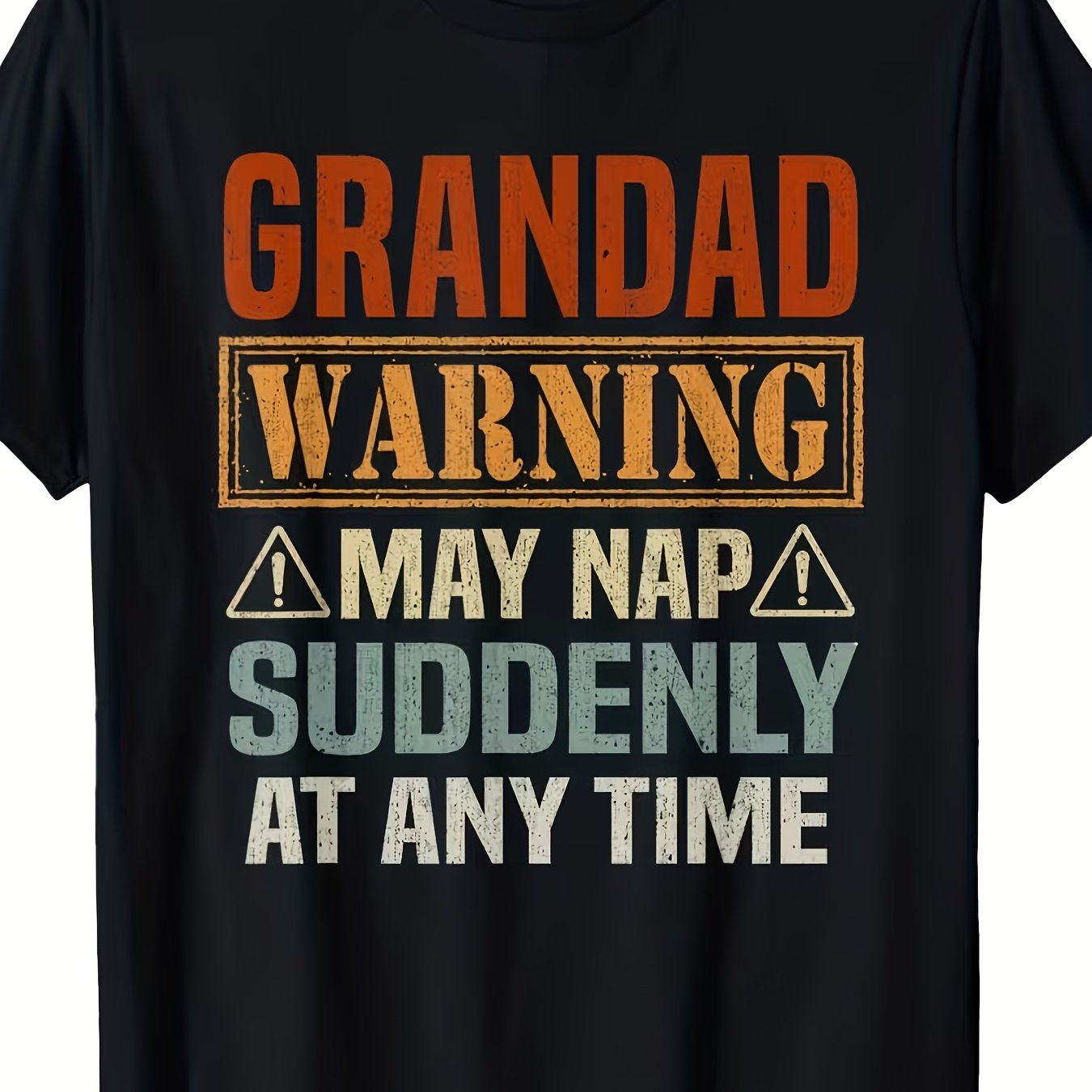TEMU Funny Grandpa Warning T-shirt - He Might Anytime - Crewneck Tee With Warning Symbol And "grandpa" Text - Humorous Gift For Birthday, Christmas,