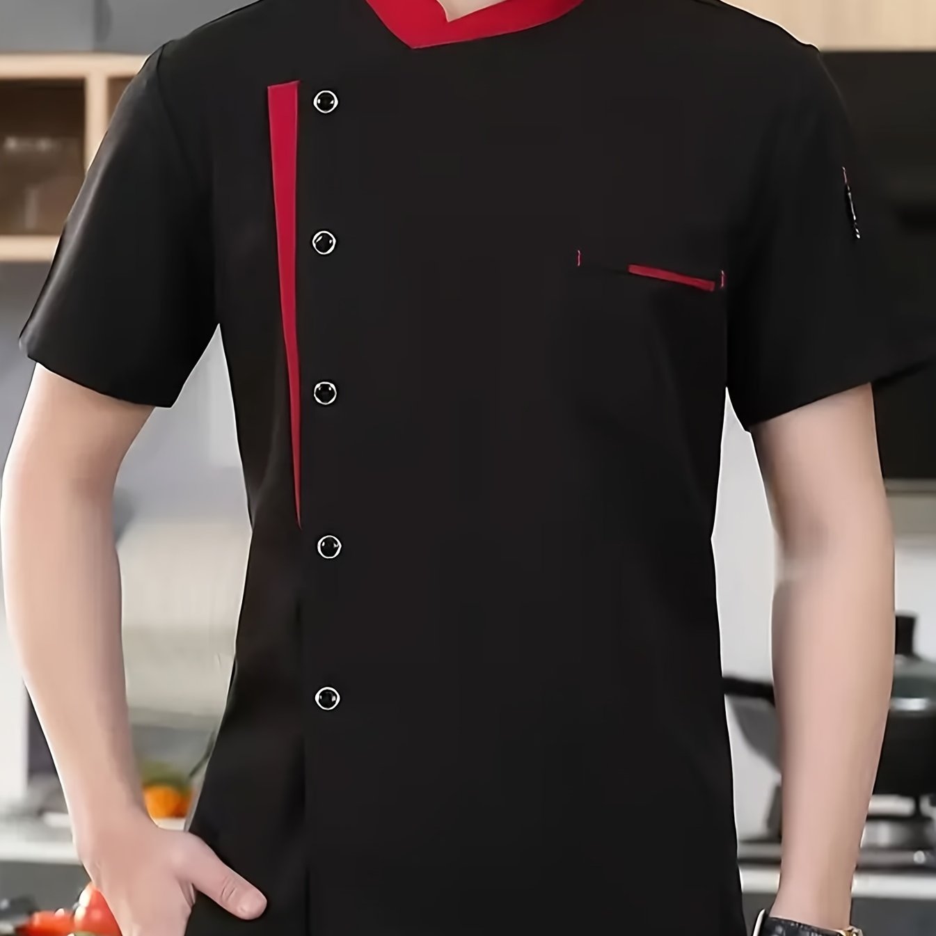 TEMU Men's Unisex Short Sleeved Chef Jacket, Family Chef Uniform.
