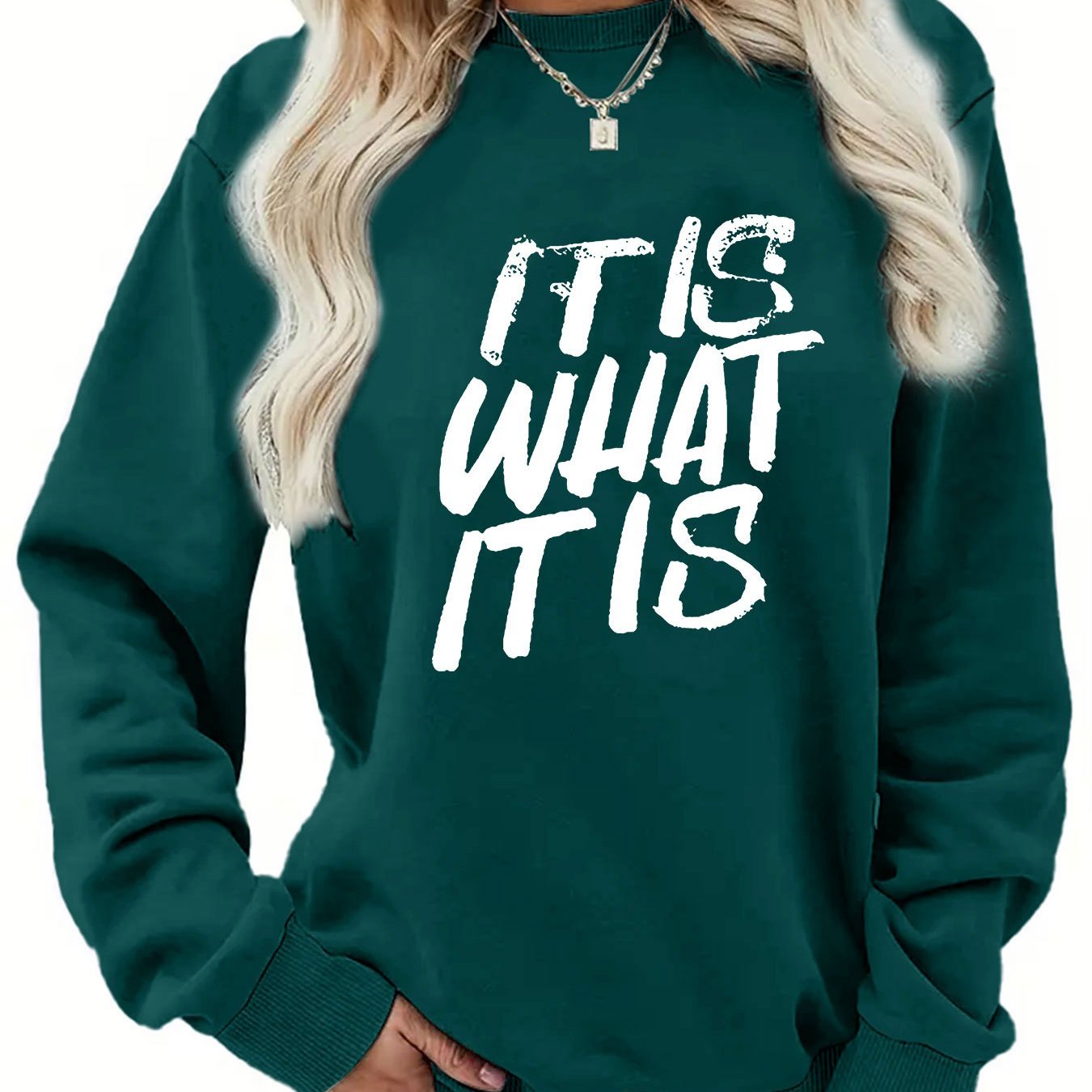 TEMU Classic Letter Print With A Vintage Design, Women's Casual Sweatshirt For Autumn And Winter, Trendy Women's Clothing
