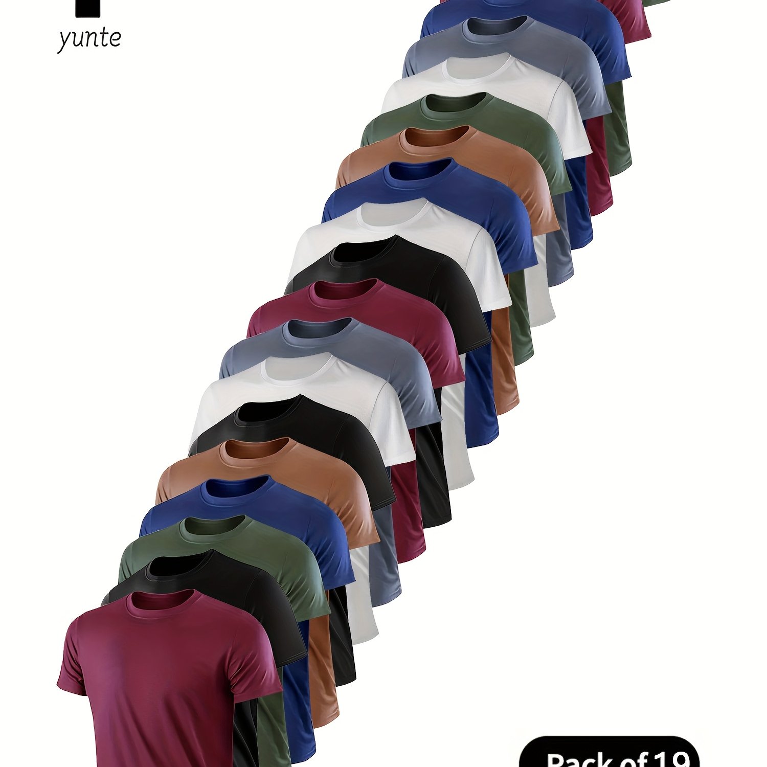 Image of 19pcs Set Of Red-black--camouflage-black-gray-red-black-camouflage--white-gray-camouflage-red- Mixed Colors, Men's Round Neck T-shirt - Quick-drying, Breathable, Sweat-absorbing Shirt, Sweat-resistant