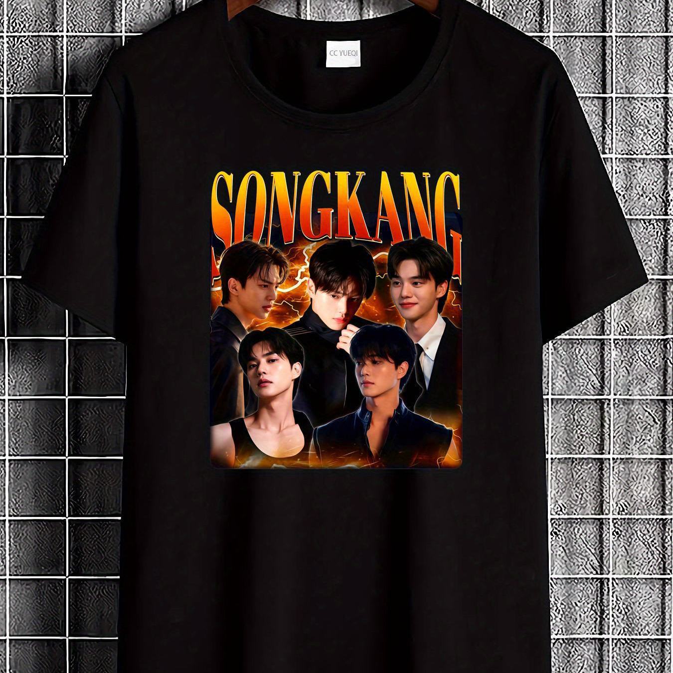 Song Vintage T Shirt Retro Kpop Bootleg Character Design White Casual Streetwear With Yellow Lettering Vibrant Artwork Breathable Soft Fabric Slightly Fit For Attire Trendy Fashion