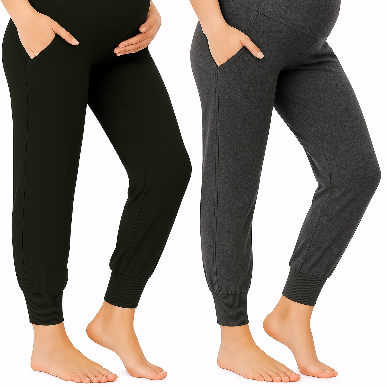 Image of Set Of 2 Maternity Women's Relaxed Fit Stretchy Lounge Trousers