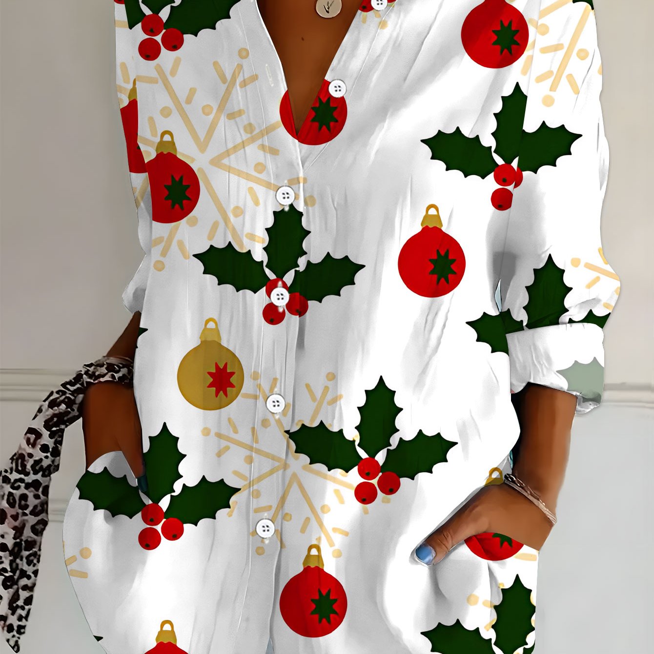 TEMU Plus Size, New Plus Size Women's Long Sleeve Printed Shirt, , Loose Fit Long Sleeve Women's Clothing, Fashionable Casual Button-up Lapel Shirt