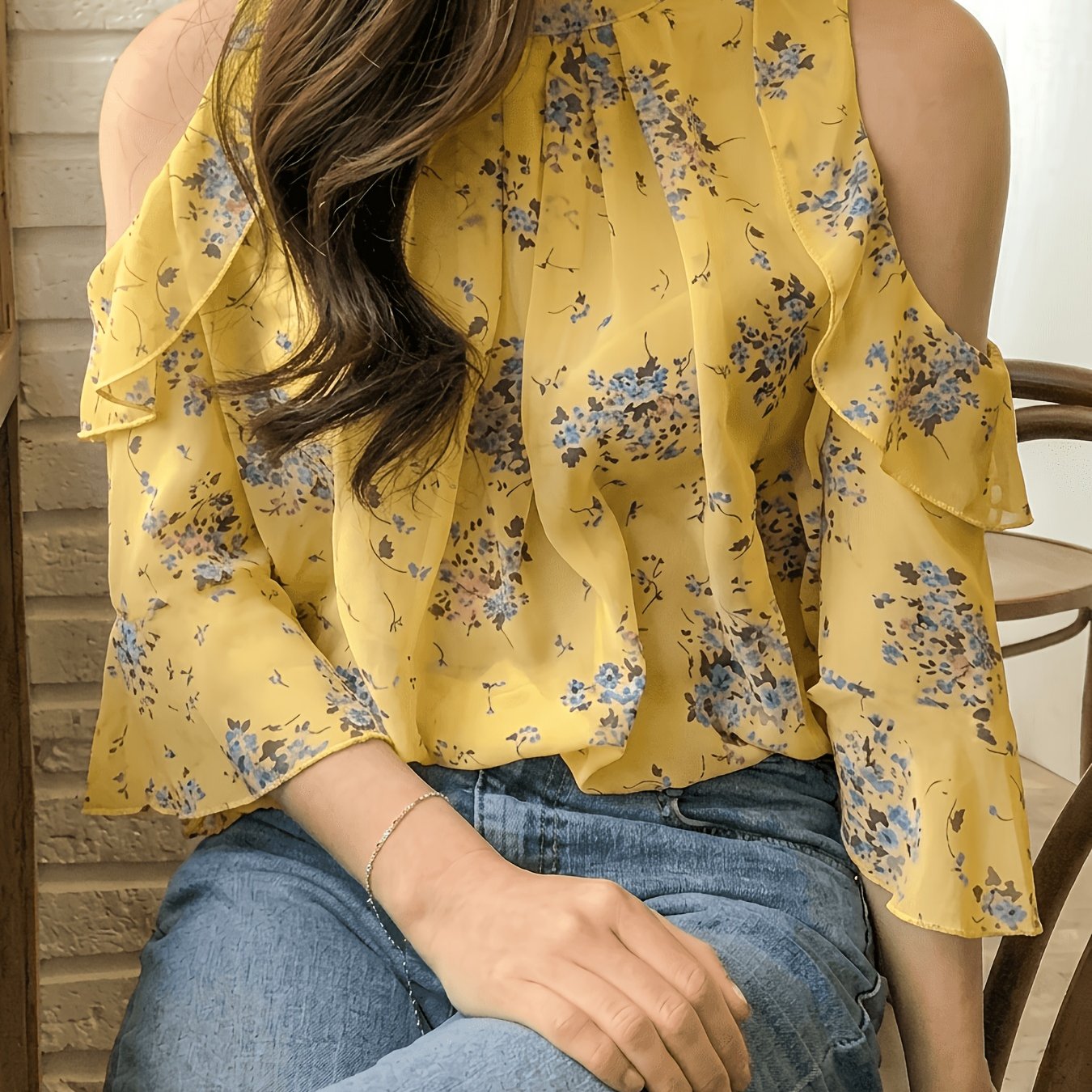 TEMU Spring Summer New Women's Fashion Style Off-shoulder Long Sleeve Top