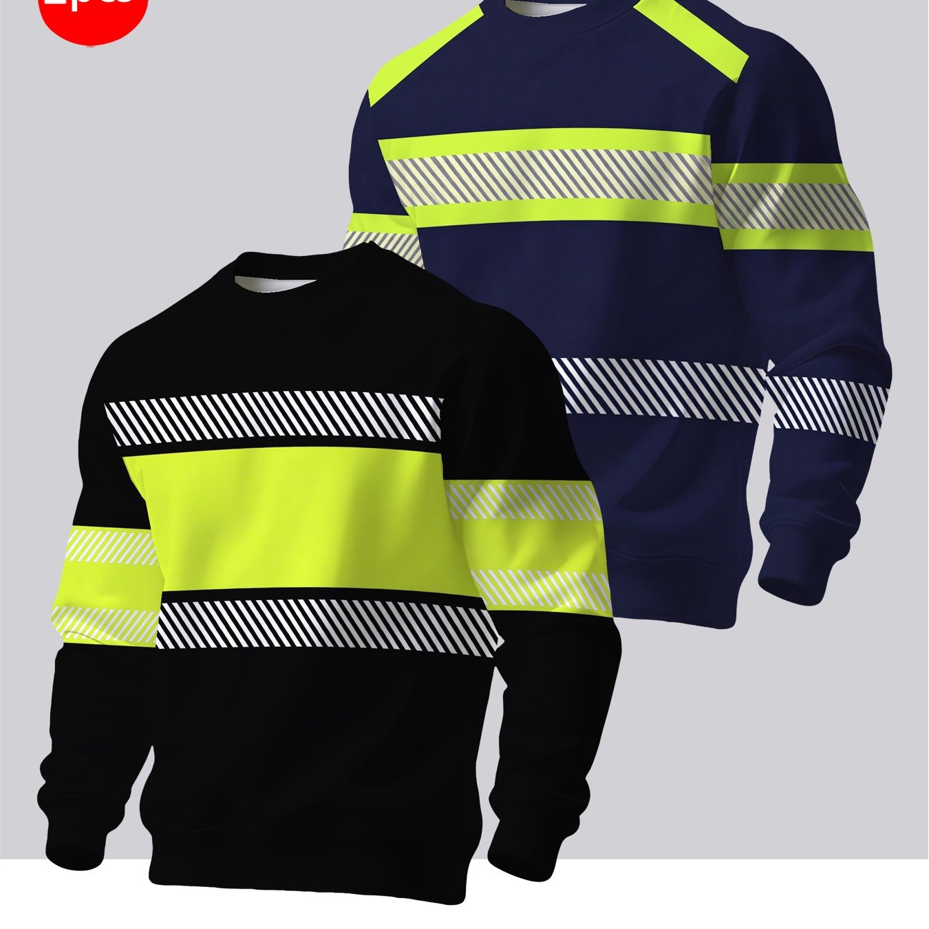 TEMU 2pcs Men's Crew Neck Sweatshirt - Casual Printed Top, Outdoor Leisure Crew Neck Sweatshirt, Basic Versatile Style With Print, Autumn Essentials