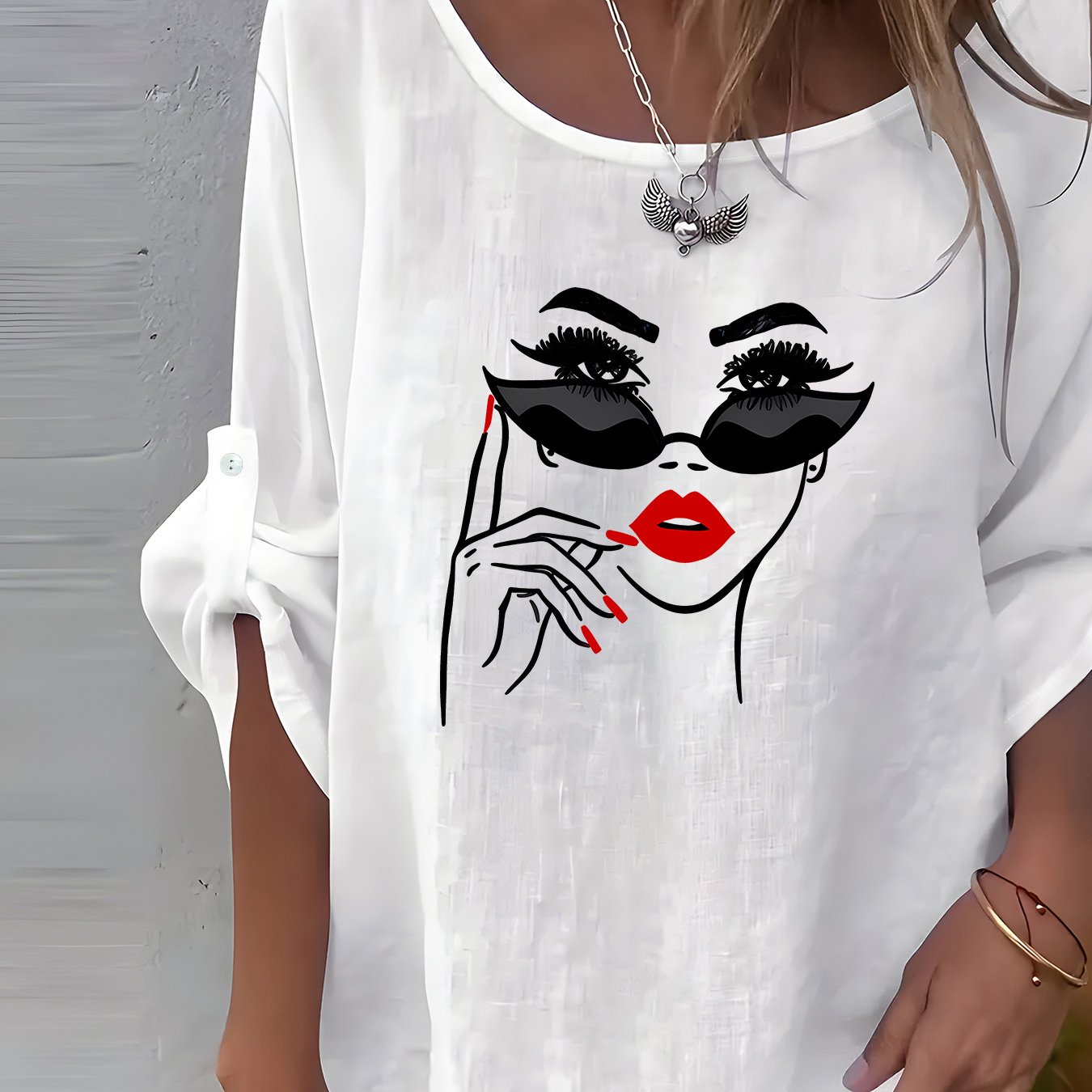 TEMU Blusa Elegante e Casual da Donna - Camicia a Lunga con Scollo e , Top Lavabile in Lavatrice per , per Semi-Formali e Abbigliamento Casual - Capo