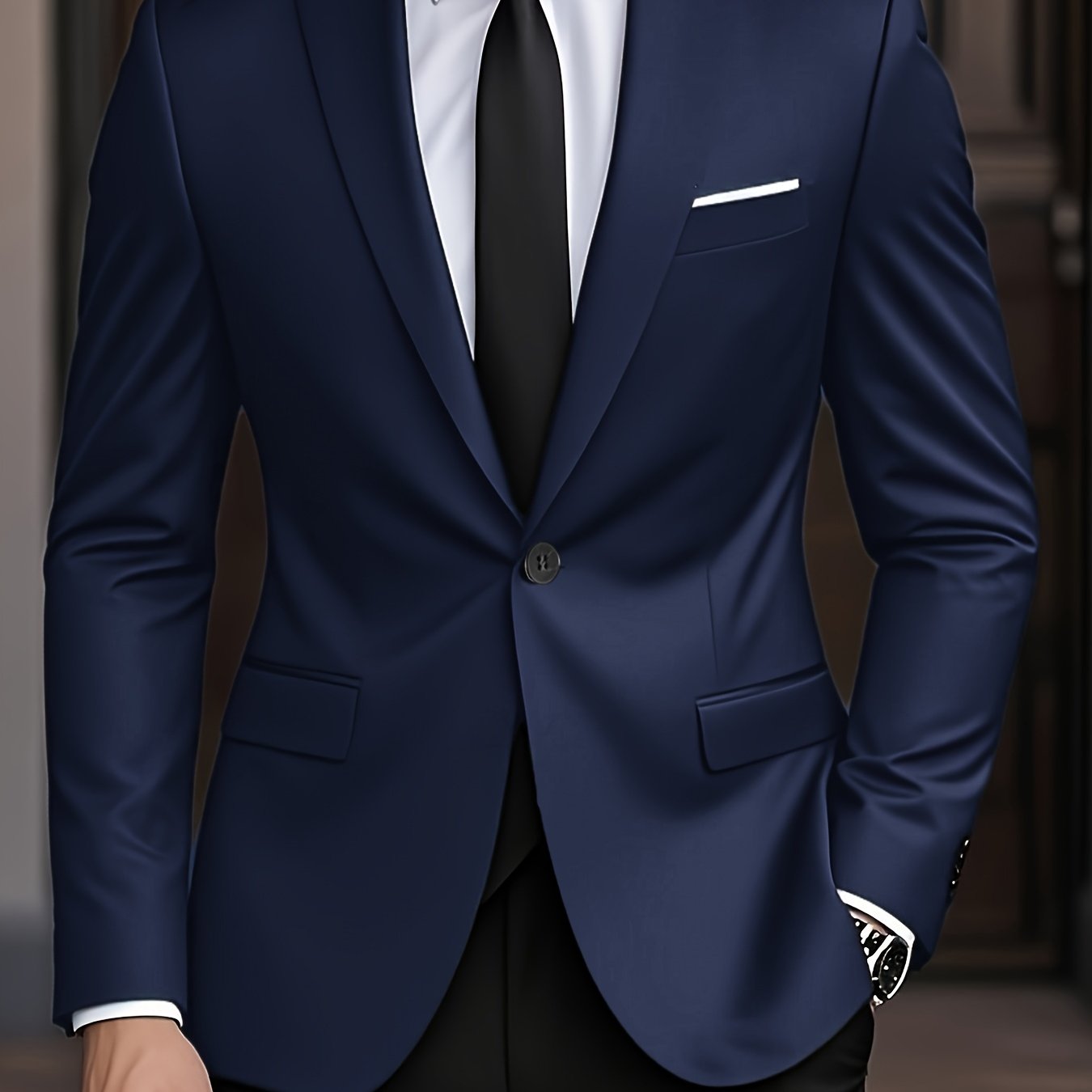 TEMU Western Men's Fashion Casual Suit (jacket , 1pc), Solid Color Single-button Business Blazer, 1pc Top, Lapel Spring Autumn Wedding Banquet Groom