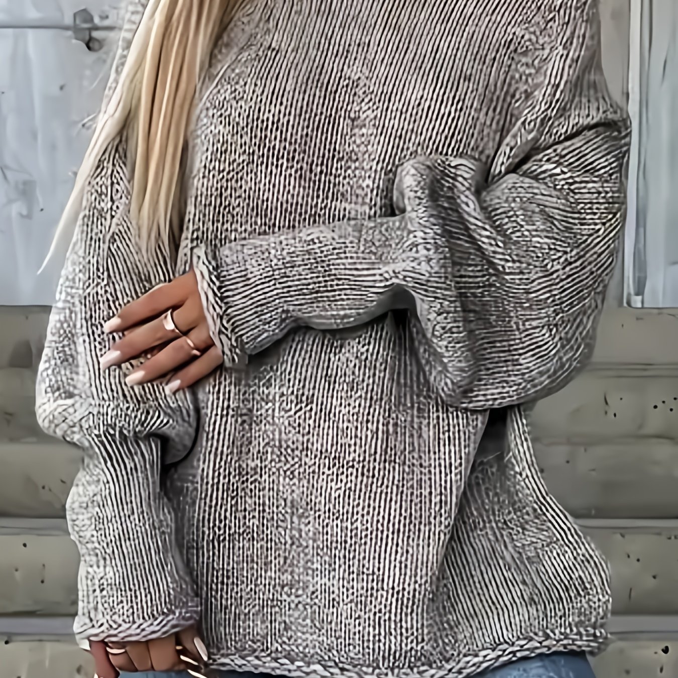 Plus Size, Autumn And Winter Sweater For Women, Casual Loose Fit, , Plus Size Long Sleeve Sweater
