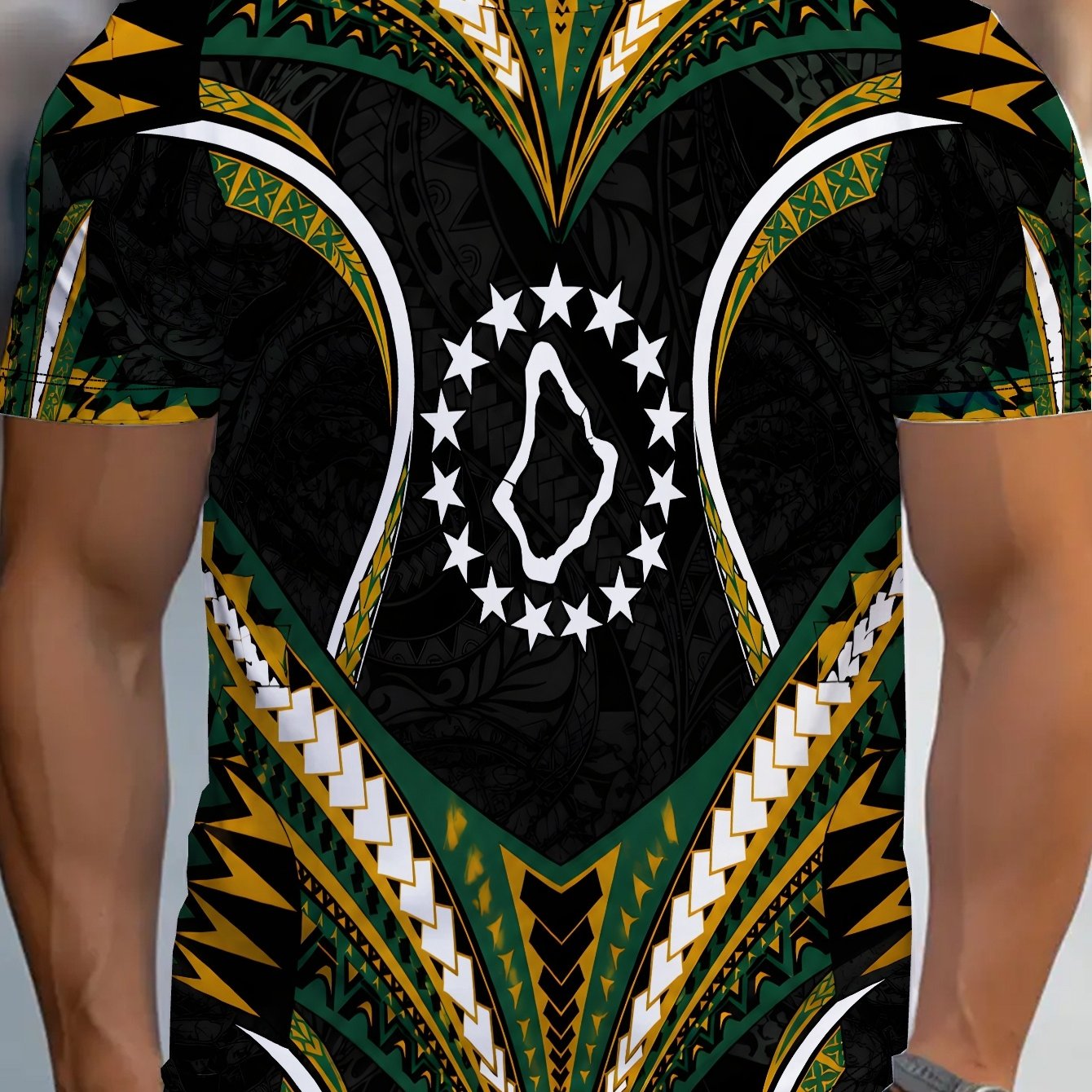 TEMU Stars Cook Islands National Symbols Men's All Over Graphic Crew Neck Short Sleeve T-shirt