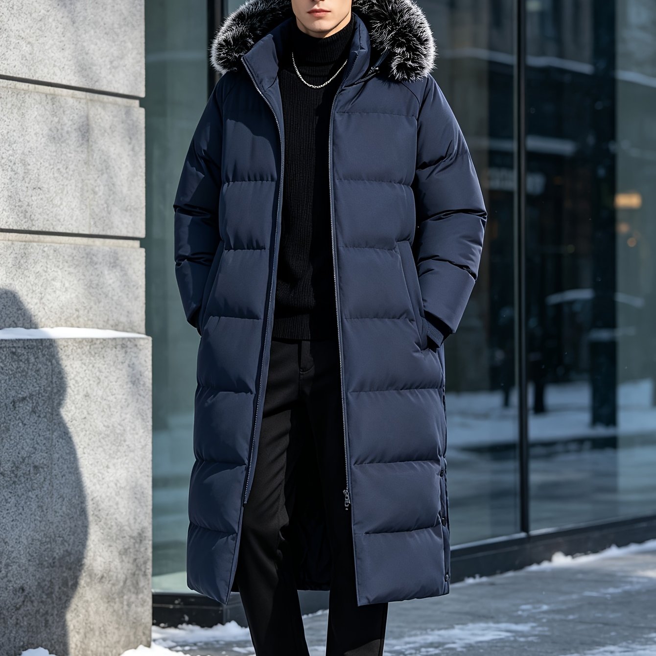 Men's Casual Winter Jacket with Hood and Collar