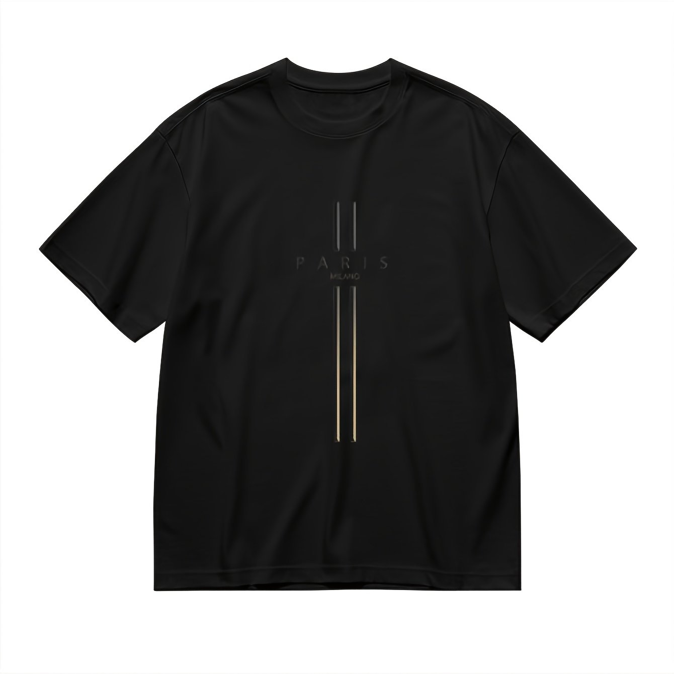 Men' S Elegant T- Shirt With Paris Print - Casual T- Shirt With Round Neck And Golden Details, S- Xxl